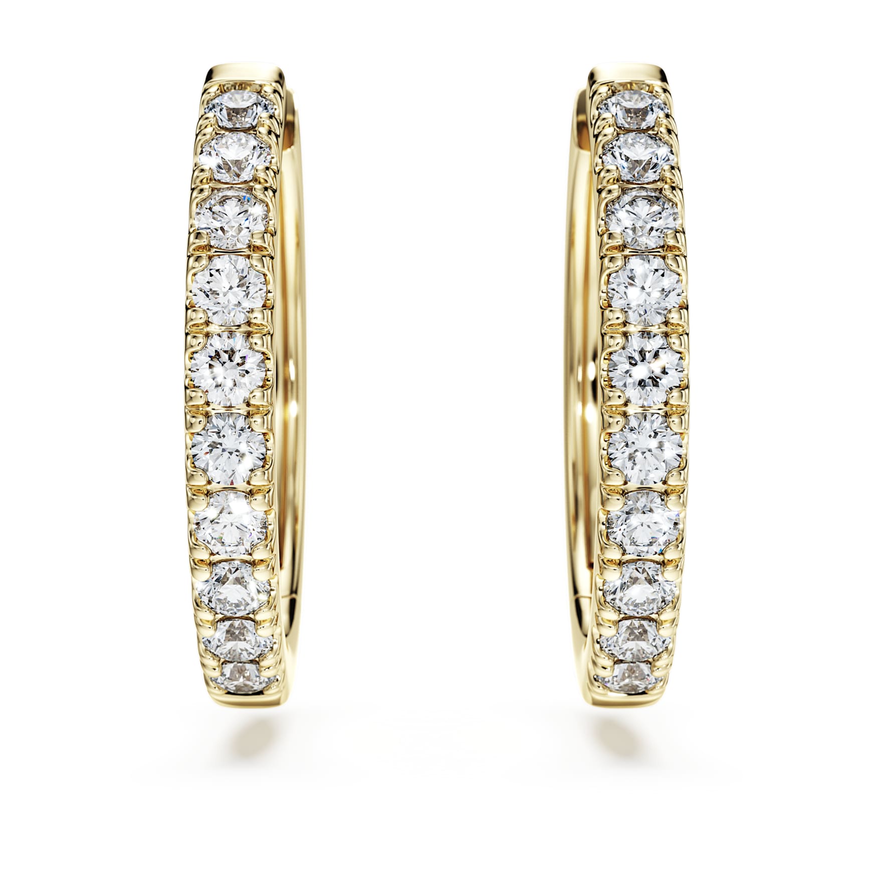 Eternity hoop earrings, Lab-grown diamonds 0.5 ct tw, Round shape, 14K yellow gold by SWAROVSKI