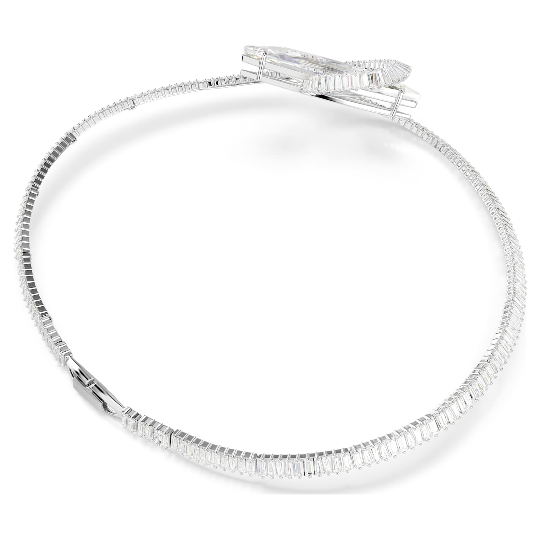 Matrix choker, Baguette cut, White, Rhodium plated by SWAROVSKI