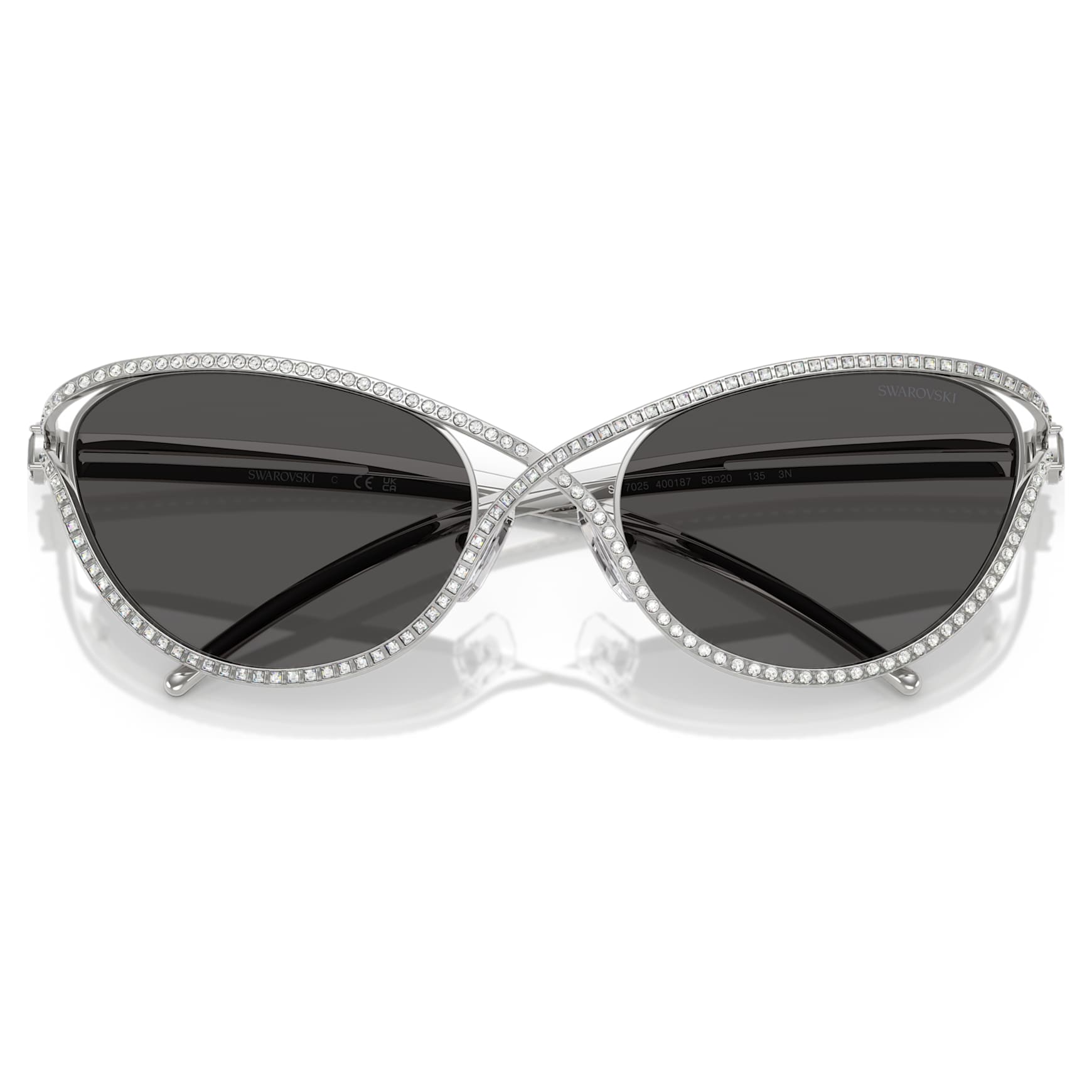 Sunglasses, Cat-Eye shape, SK7025, Silver Tone by SWAROVSKI