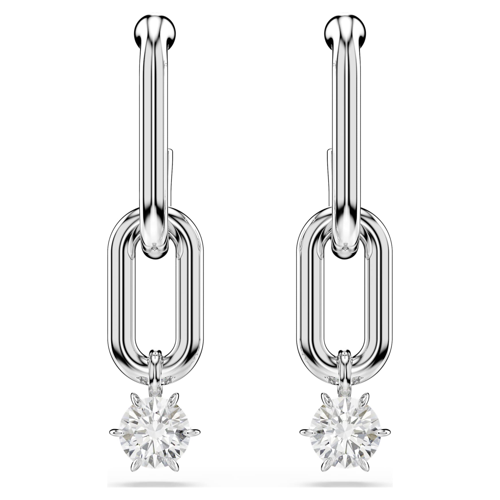 Constella drop earrings, Round cut, White, Rhodium plated by SWAROVSKI