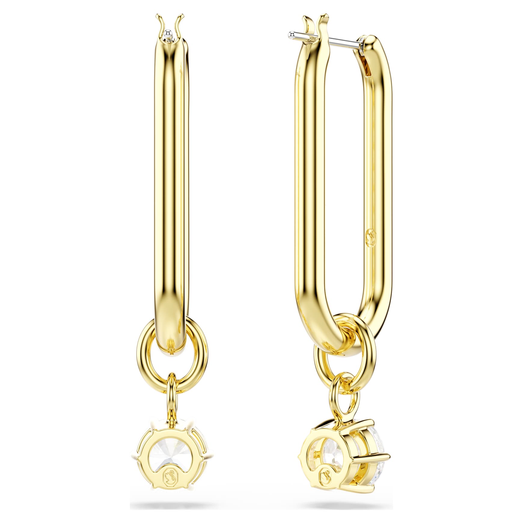 Constella drop earrings, Round cut, White, 18K gold finish
