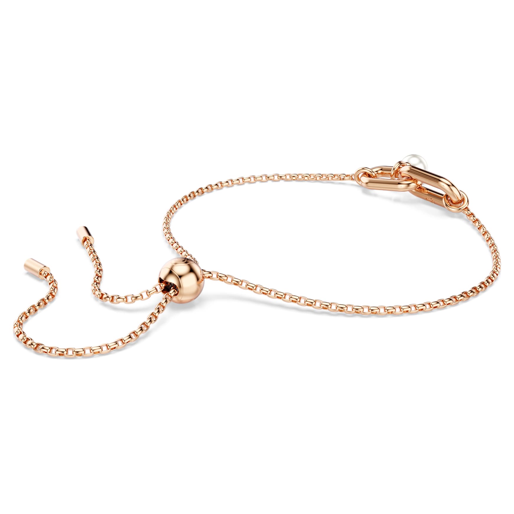 Constella bracelet, Crystal pearl, Round cut, White, Rose gold-tone plated by SWAROVSKI