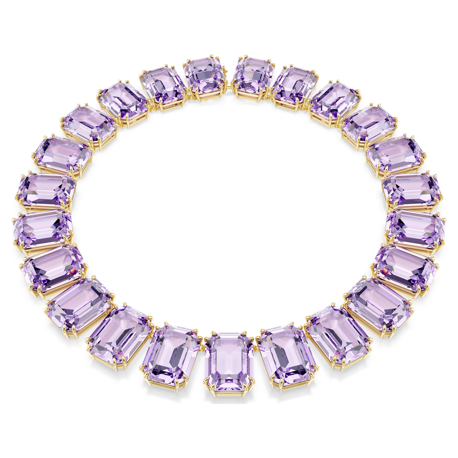 Millenia necklace, Oversized crystals, Octagon cut, Purple, Gold-tone plated by SWAROVSKI