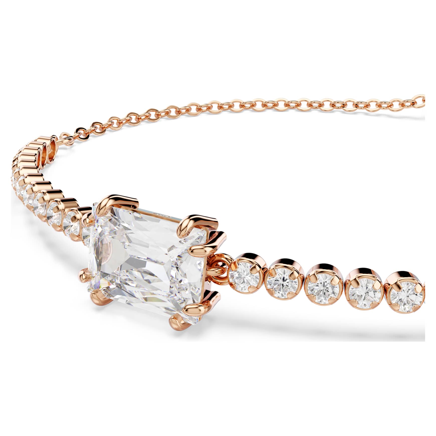 Matrix Tennis bracelet, Mixed cuts, White, Rose gold-tone plated by SWAROVSKI