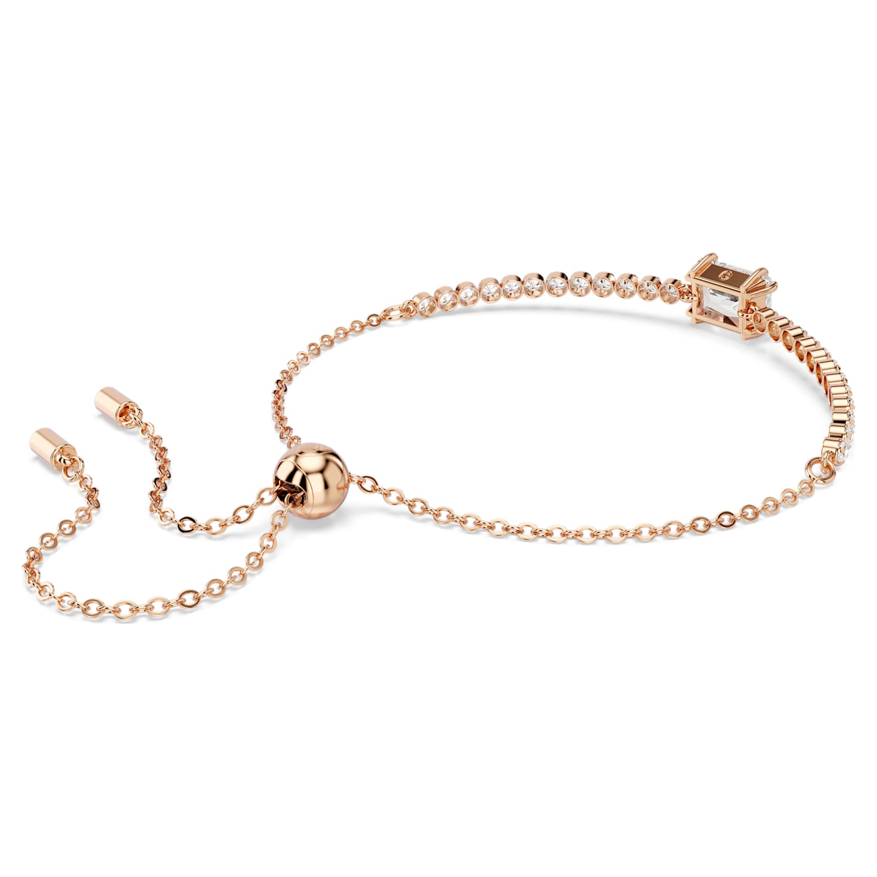 Matrix Tennis bracelet, Mixed cuts, White, Rose gold-tone plated by SWAROVSKI