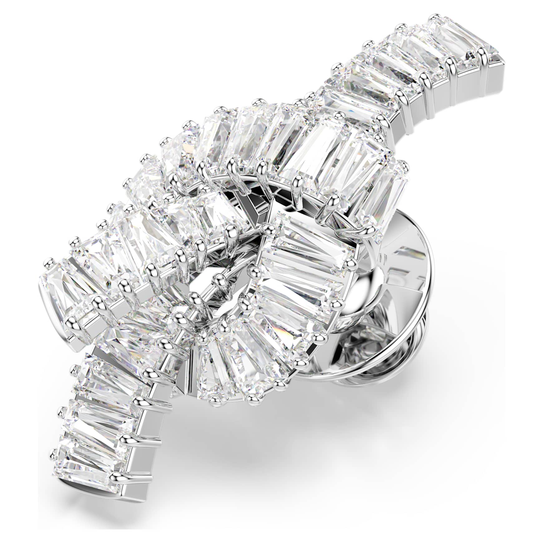 Matrix tack pin, Baguette cut, Knot, White, Rhodium plated by SWAROVSKI
