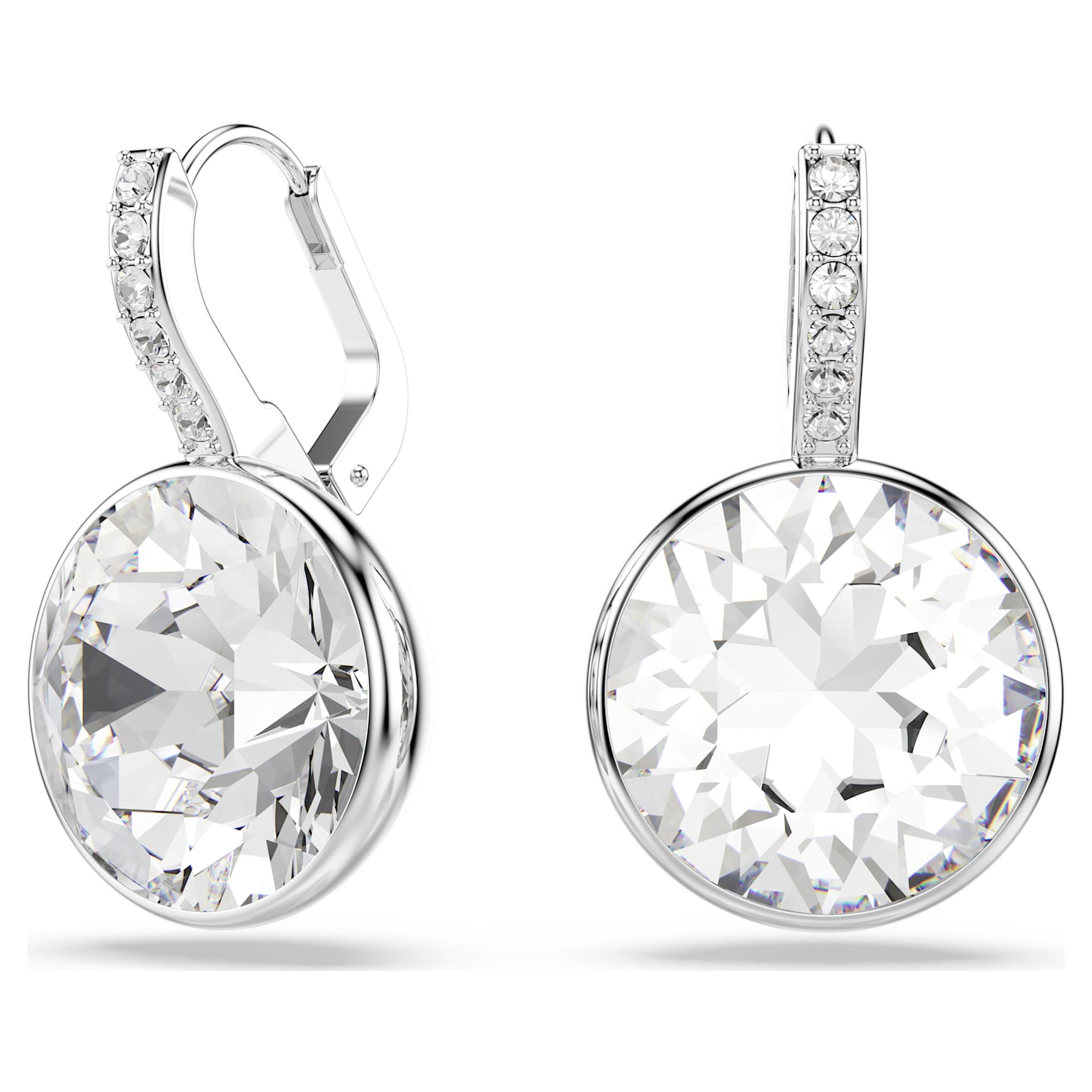 Millenia drop earrings, Round cut, White, Rhodium plated by SWAROVSKI