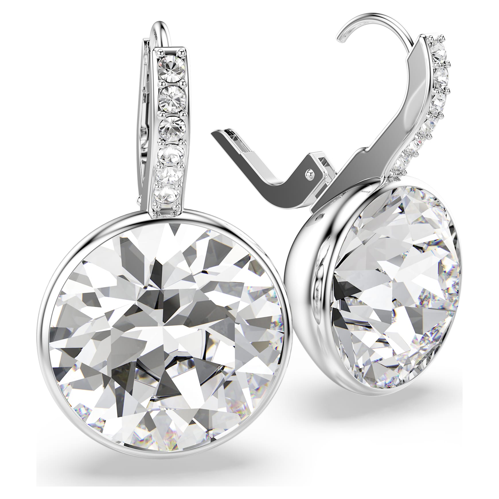 Millenia drop earrings, Round cut, White, Rhodium plated by SWAROVSKI