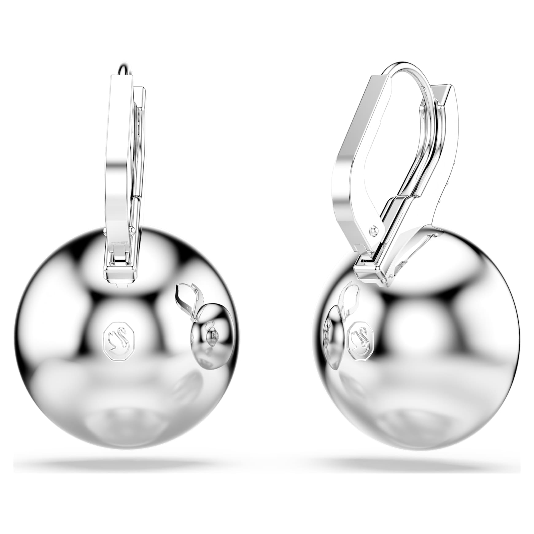 Millenia drop earrings, Round cut, White, Rhodium plated by SWAROVSKI