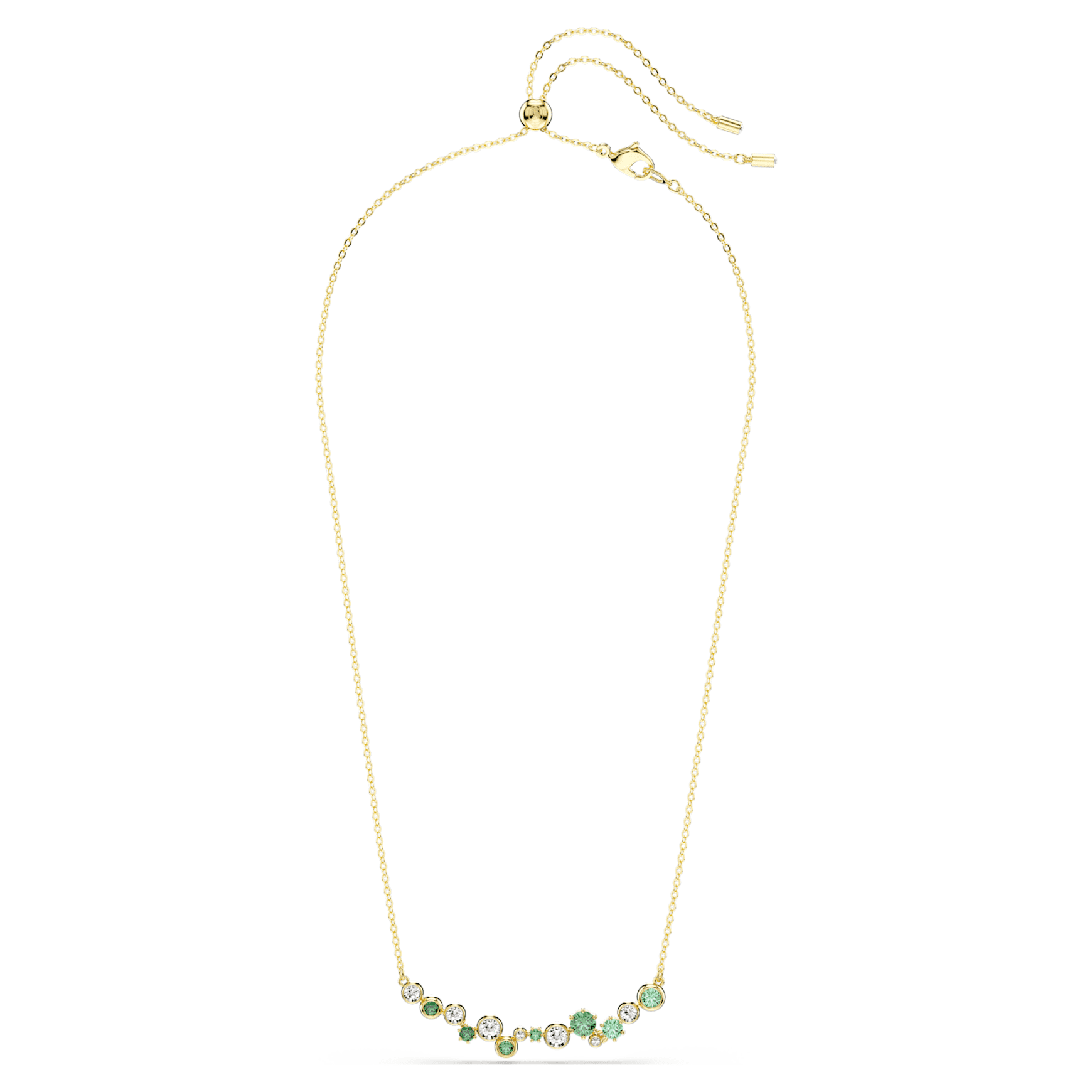 Constella necklace, Mixed cuts, Green, Gold-tone plated by SWAROVSKI