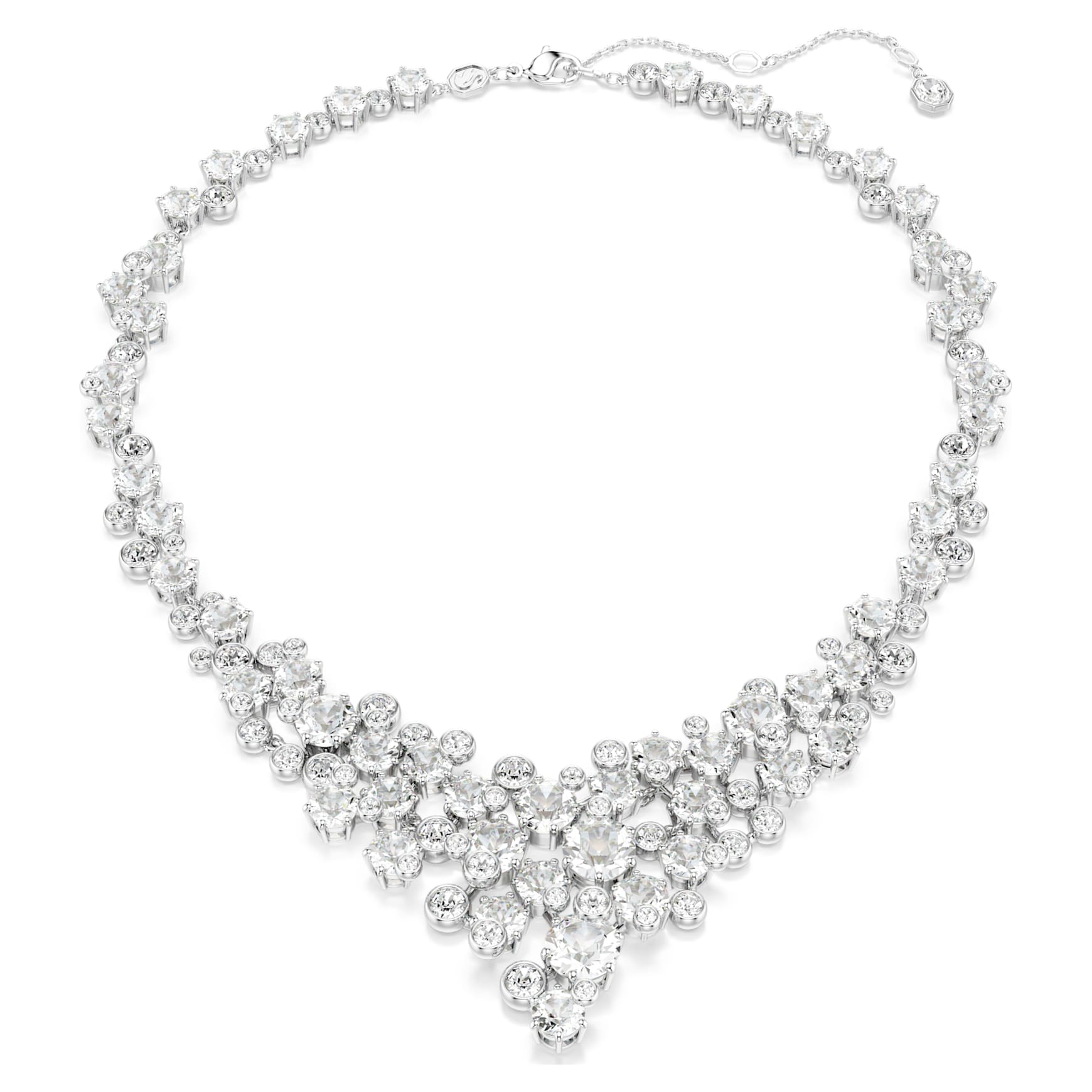 Constella necklace, Mixed cuts, Clasp, White, Rhodium plated by SWAROVSKI