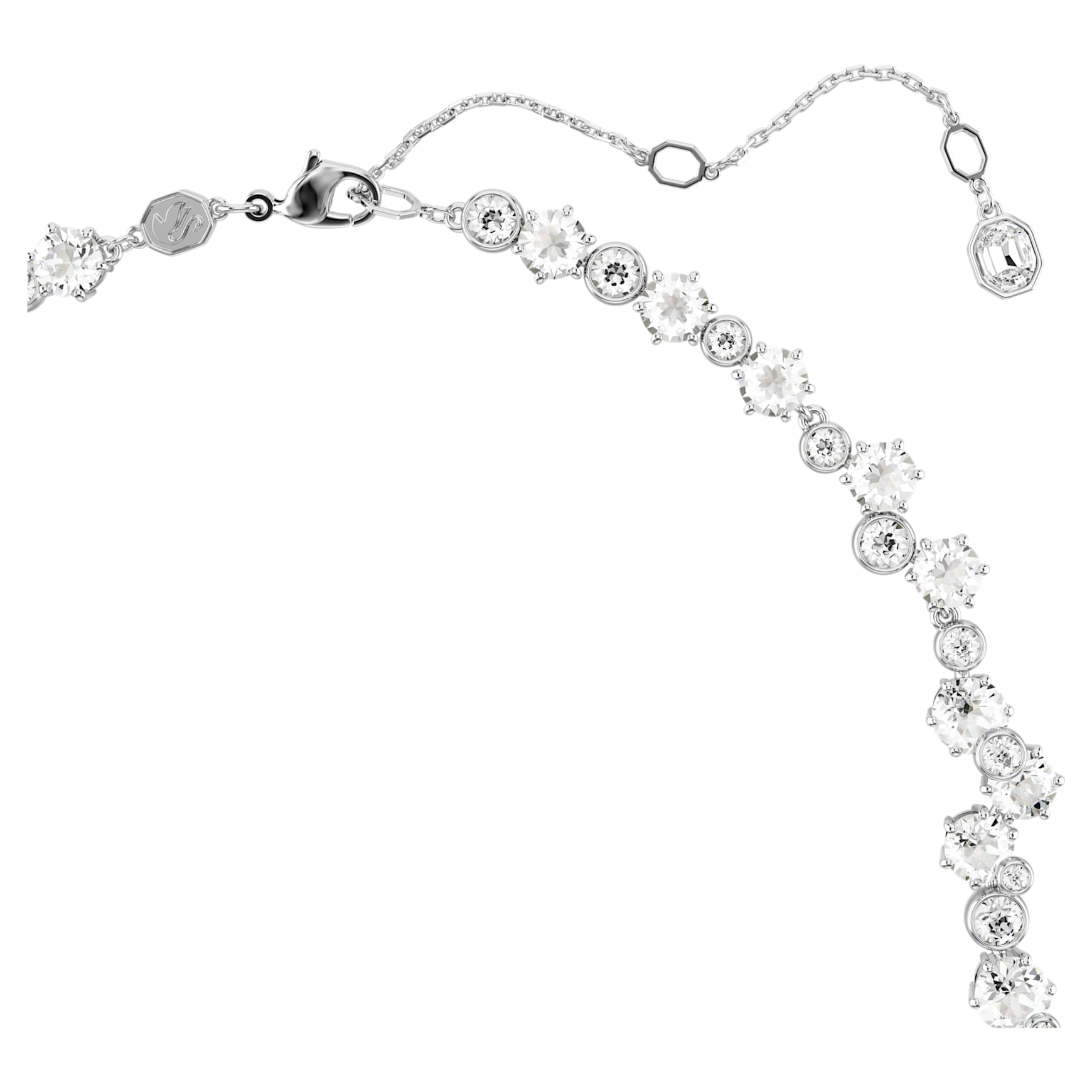 Constella necklace, Mixed cuts, Clasp, White, Rhodium plated by SWAROVSKI