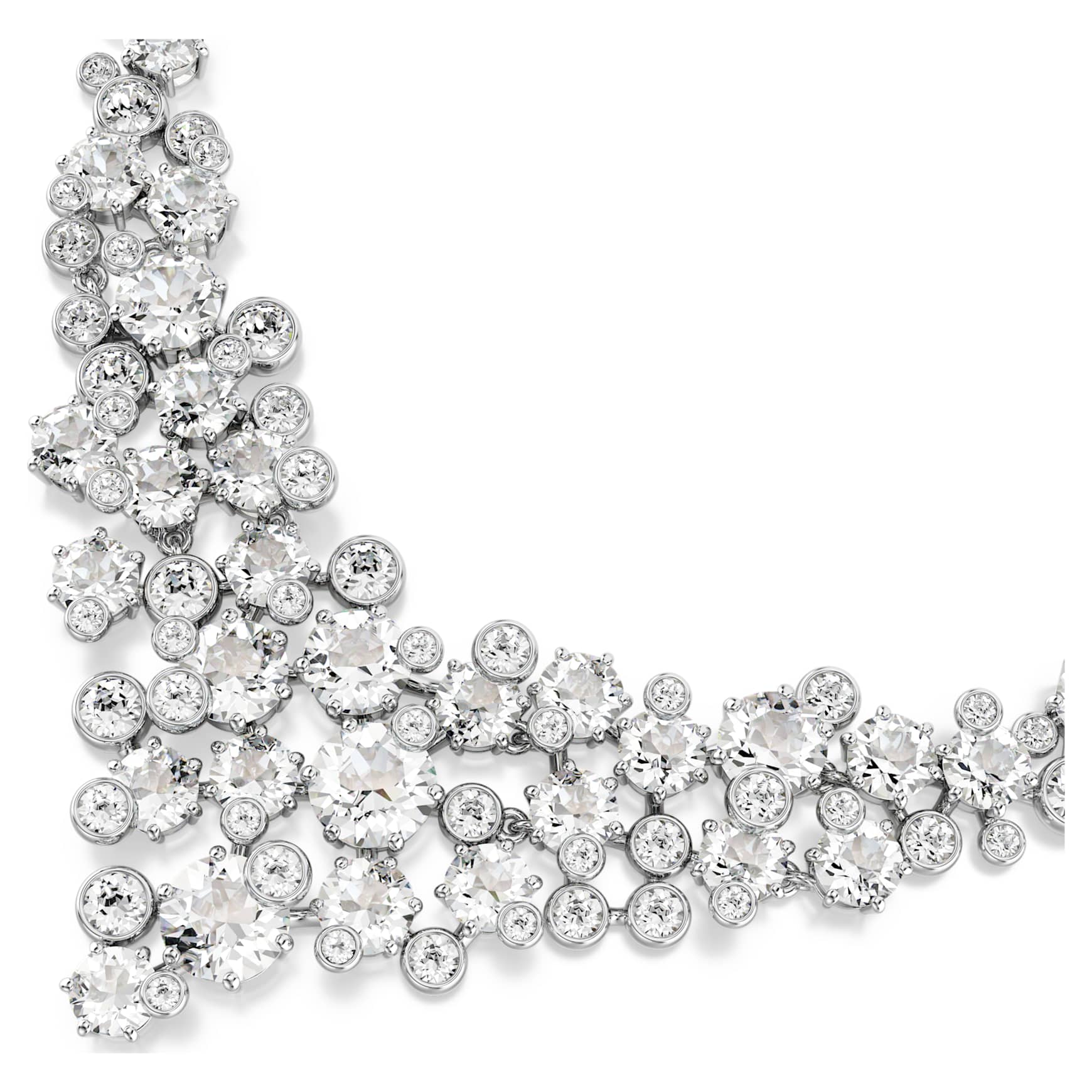 Constella necklace, Mixed cuts, Clasp, White, Rhodium plated by SWAROVSKI