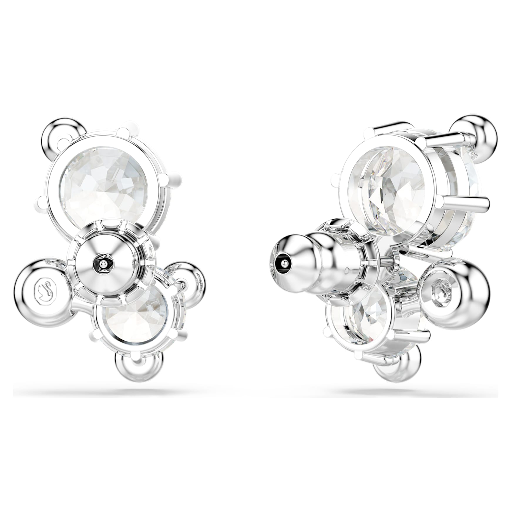 Constella stud earrings, Round cut, White, Rhodium plated by SWAROVSKI