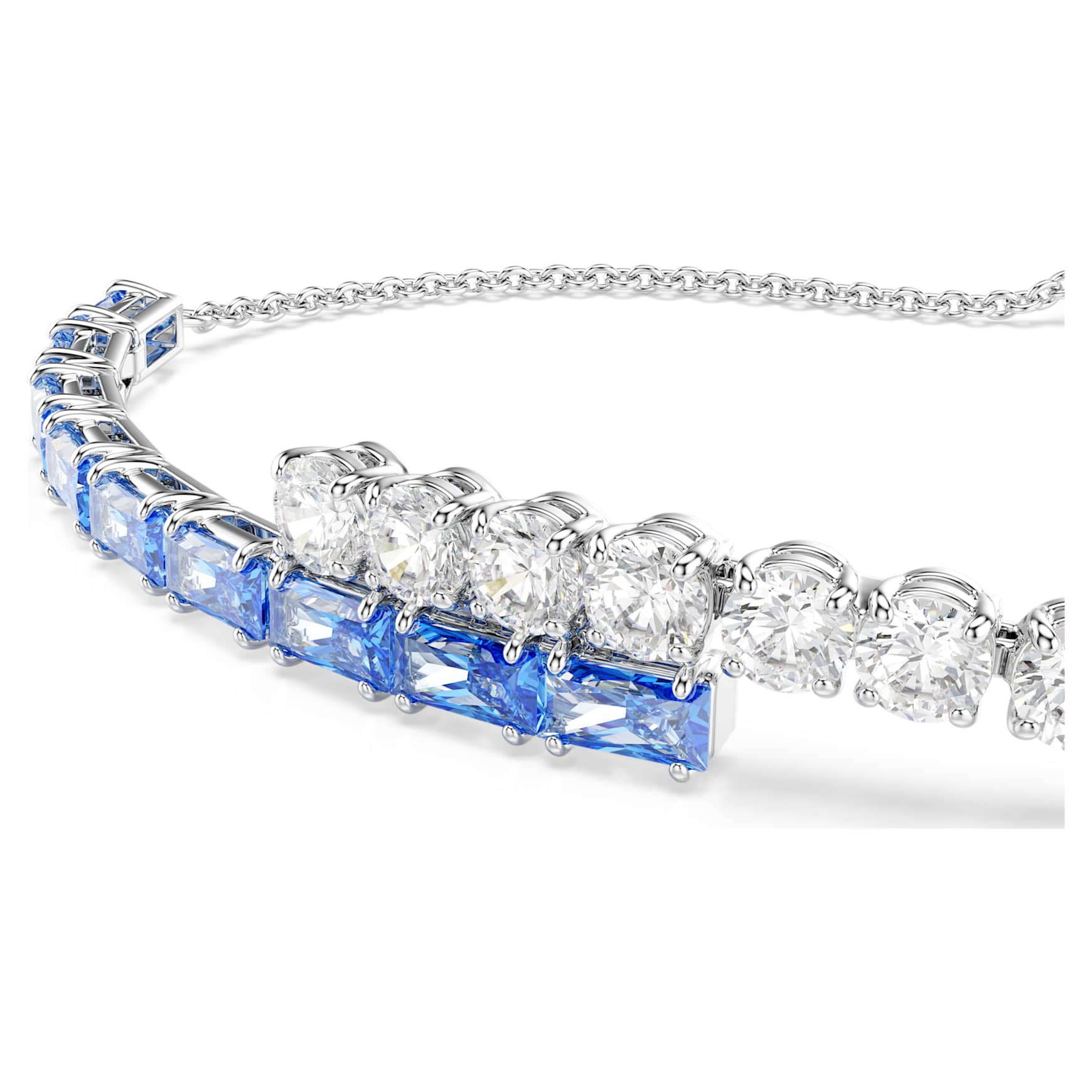 Matrix bracelet, Mixed cuts, Blue, Rhodium plated by SWAROVSKI