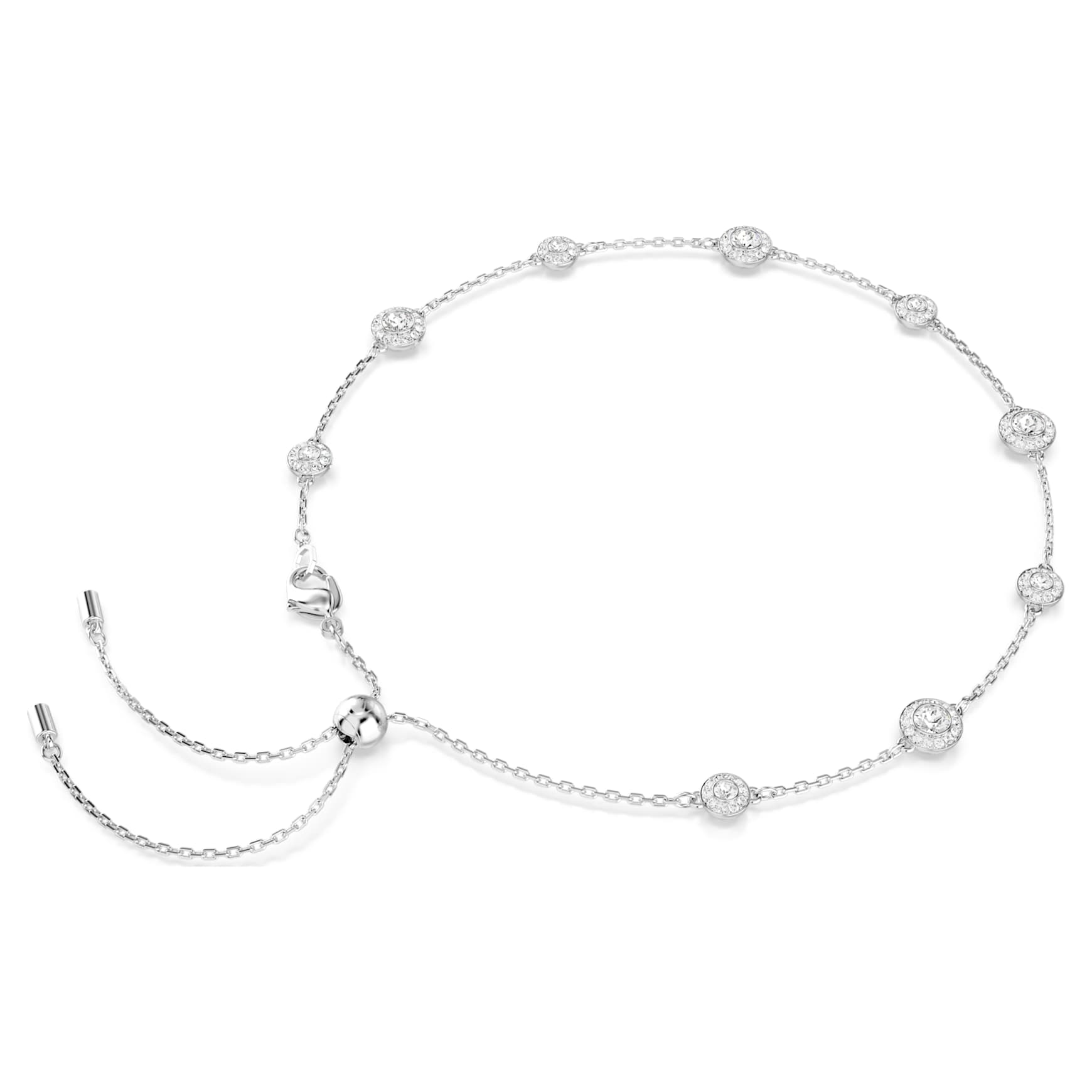 Una Angelic necklace, Round cut, Double sided motifs, White, Rhodium plated by SWAROVSKI