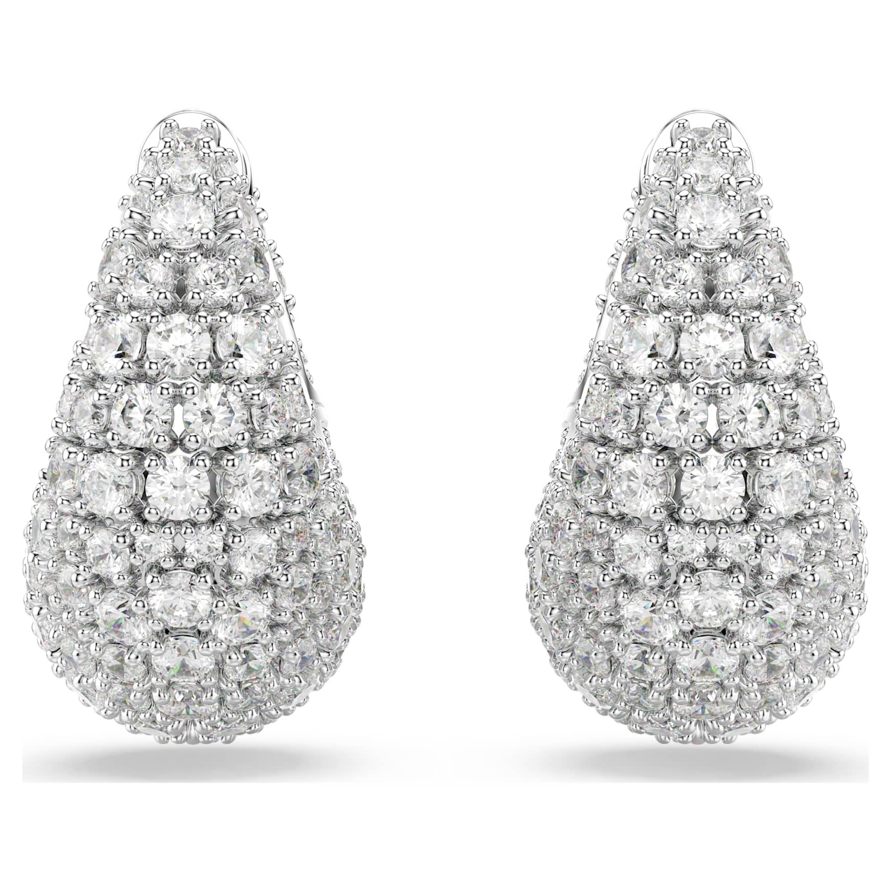 Sublima earrings, Large, White, Rhodium plated