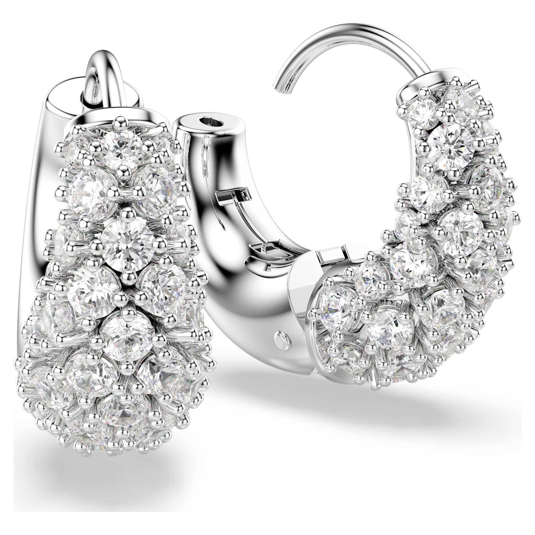 Sublima earrings, White, Rhodium plated by SWAROVSKI
