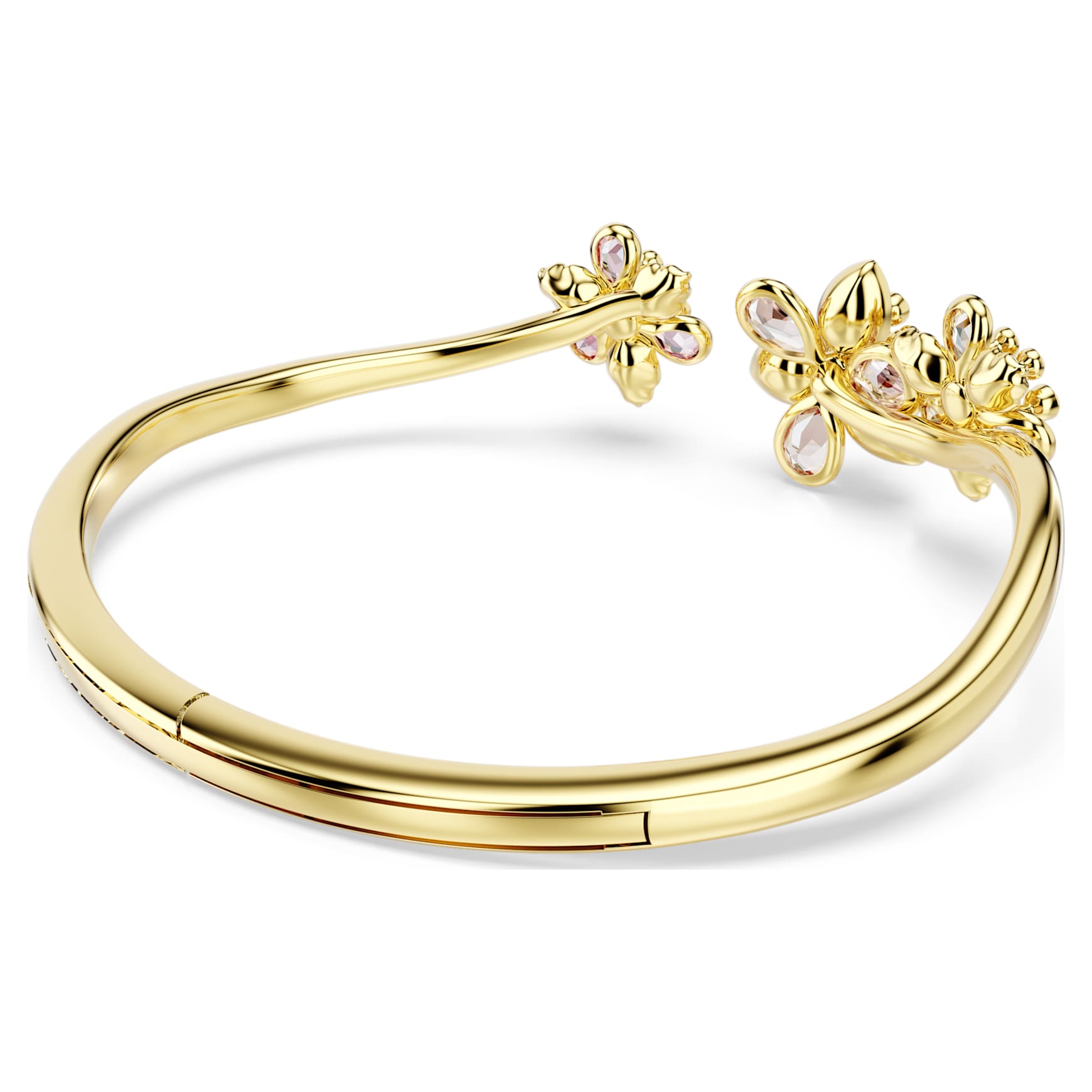 Idyllia bangle, Mixed cuts, Flower, Multicoloured, Gold-tone plated