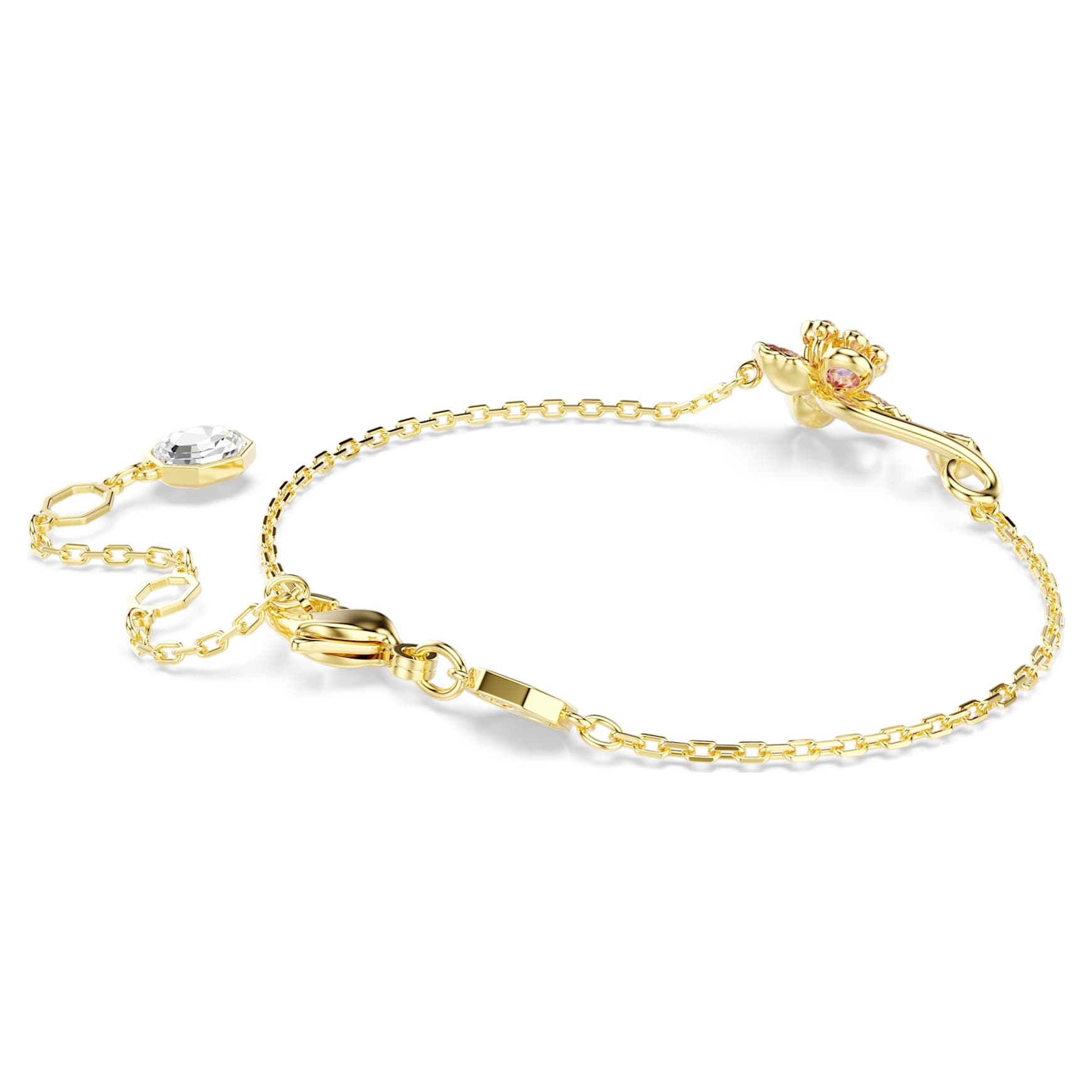 Idyllia bracelet, Mixed cuts, Flower, Multicoloured, 18K gold finish