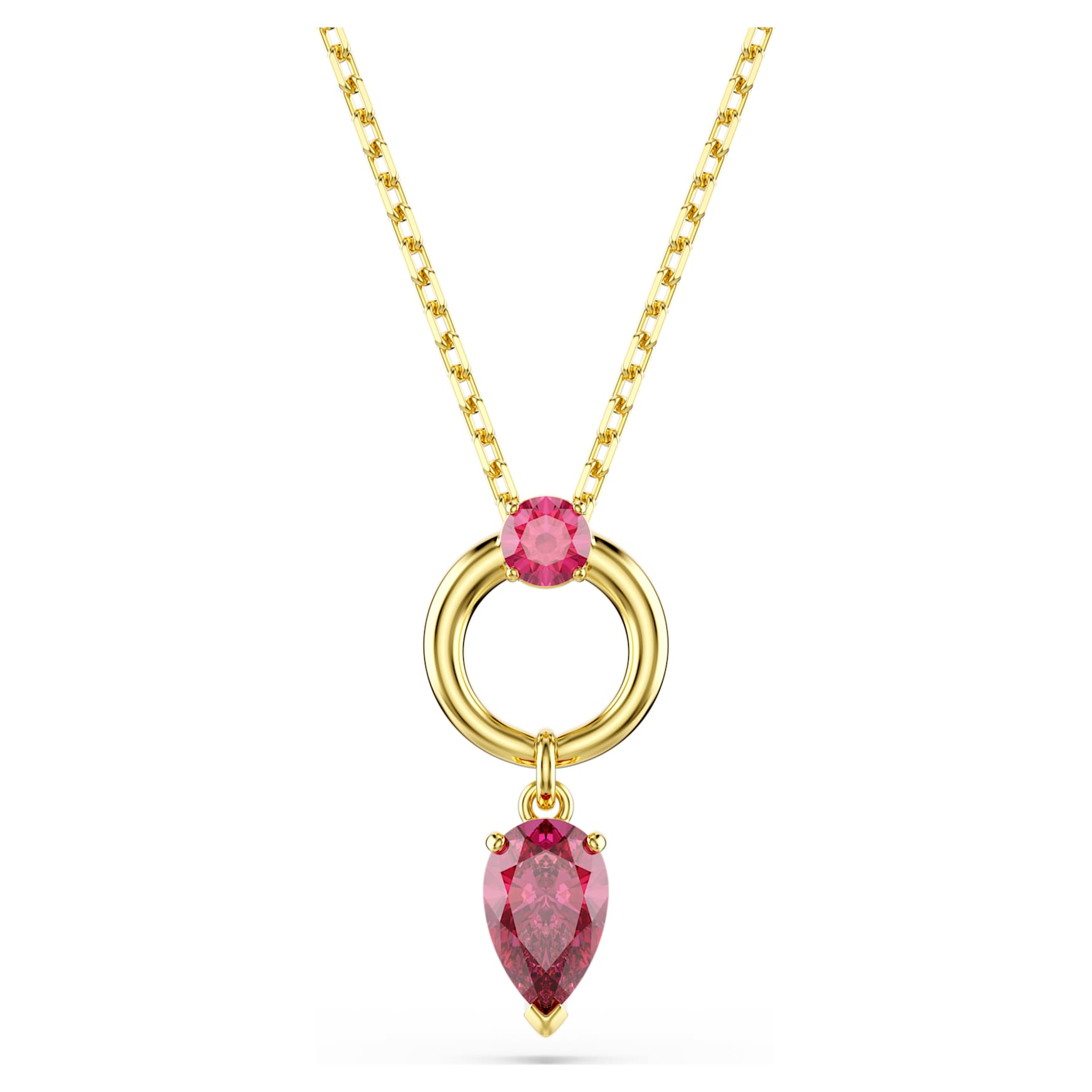 Mesmera pendant, Mixed cuts, Red, 18K gold finish