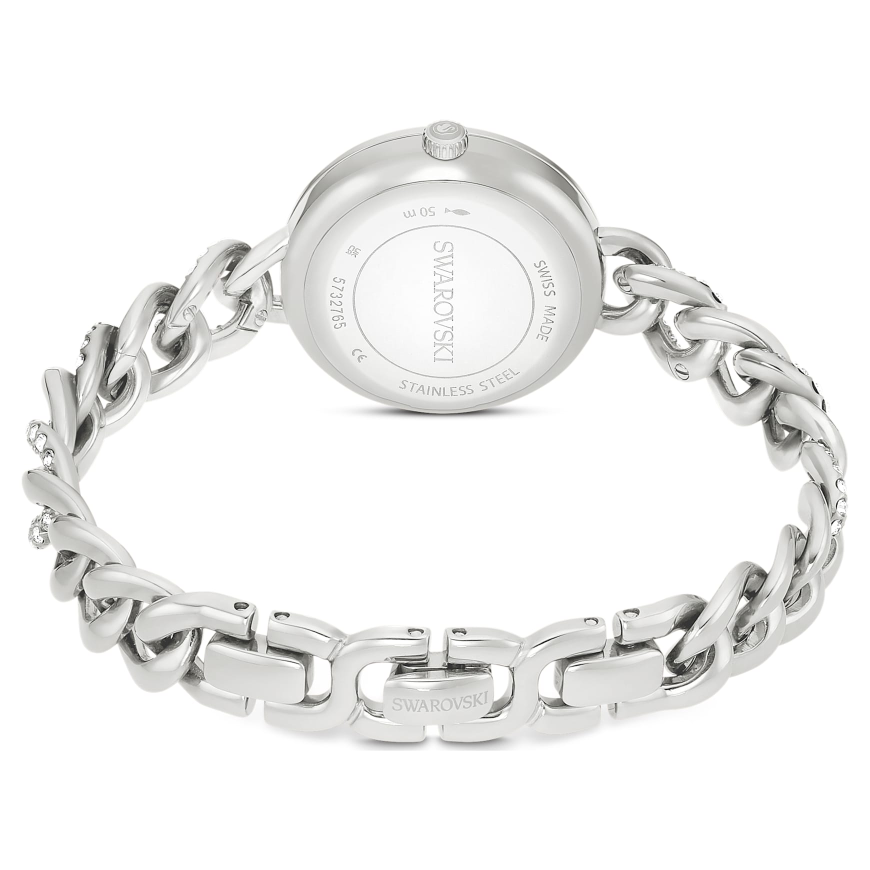 Cocktail round watch, Metal bracelet, Silver Tone, Stainless steel by SWAROVSKI