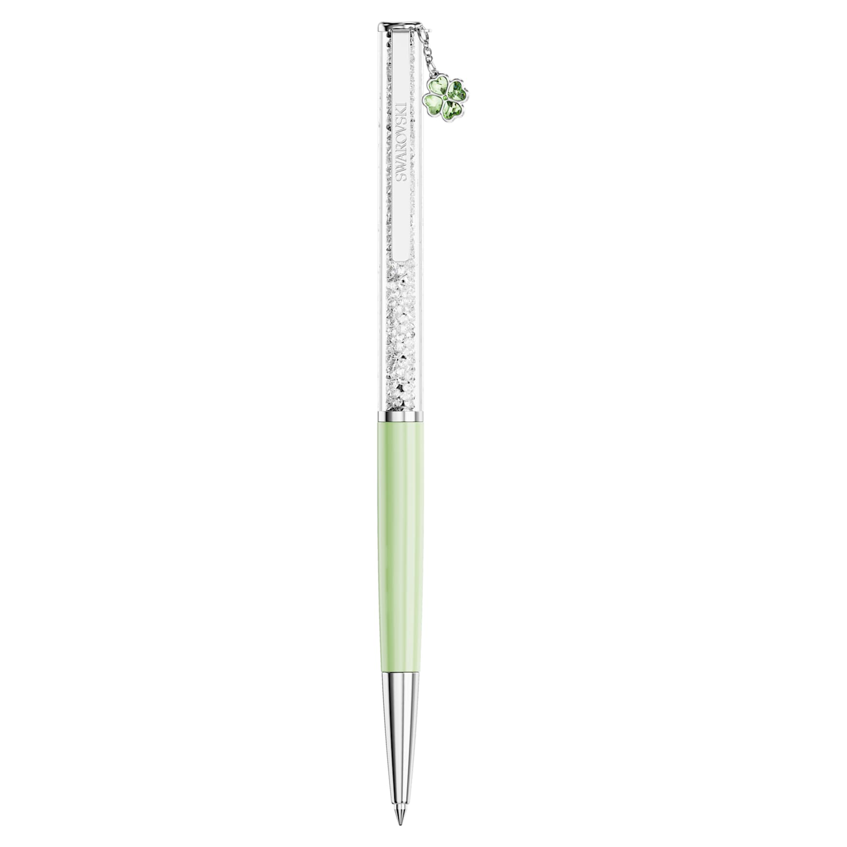 Crystalline ballpoint pen, Clover, Green, Green lacquered, chrome plated by SWAROVSKI
