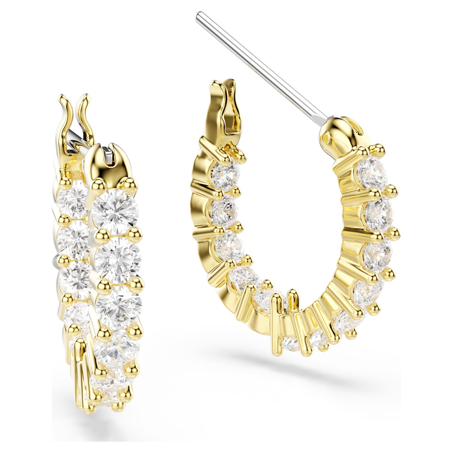 Matrix Vittore hoop earrings, Round cut, White, 18K gold finish