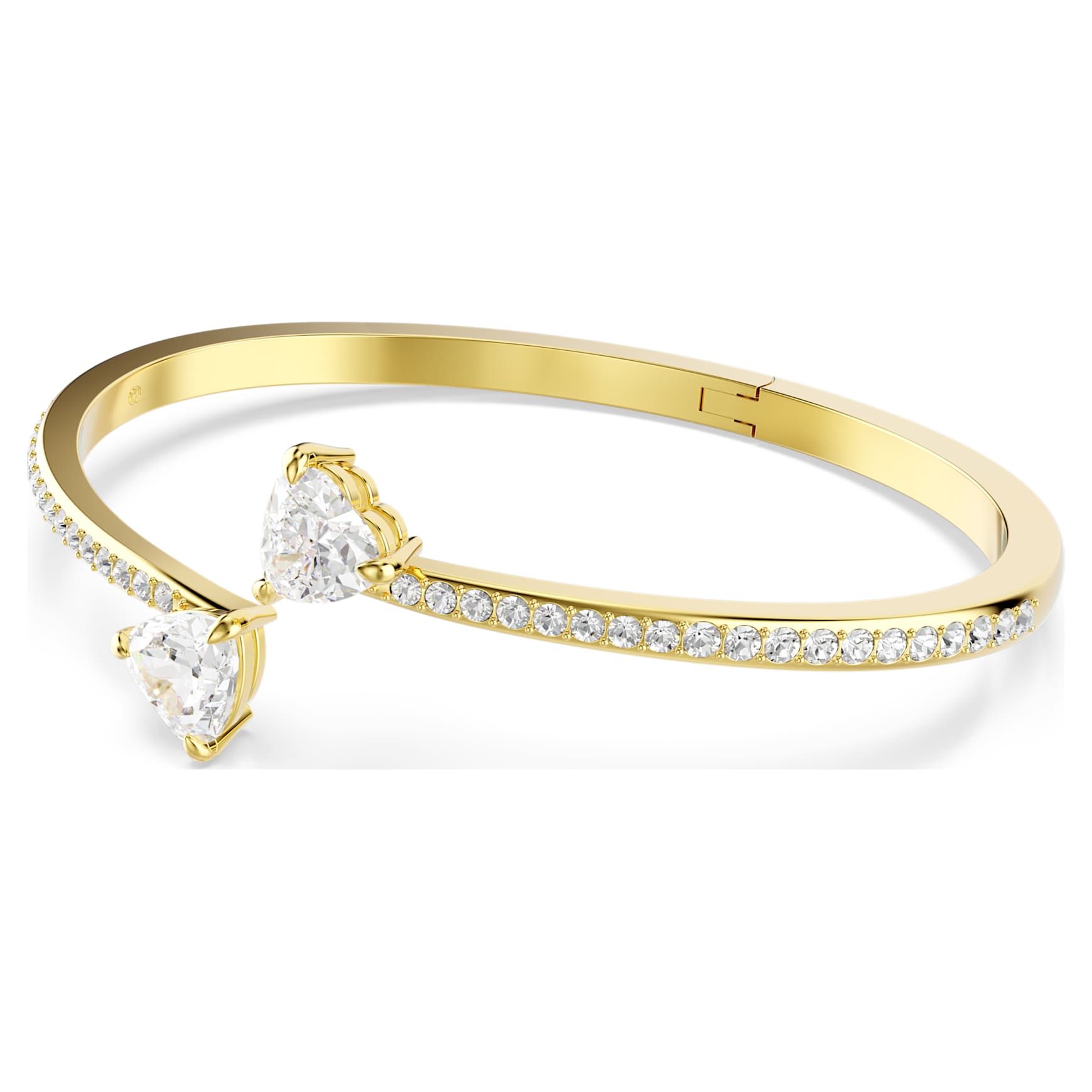 Mesmera bangle, Heart, White, Gold-tone plated by SWAROVSKI