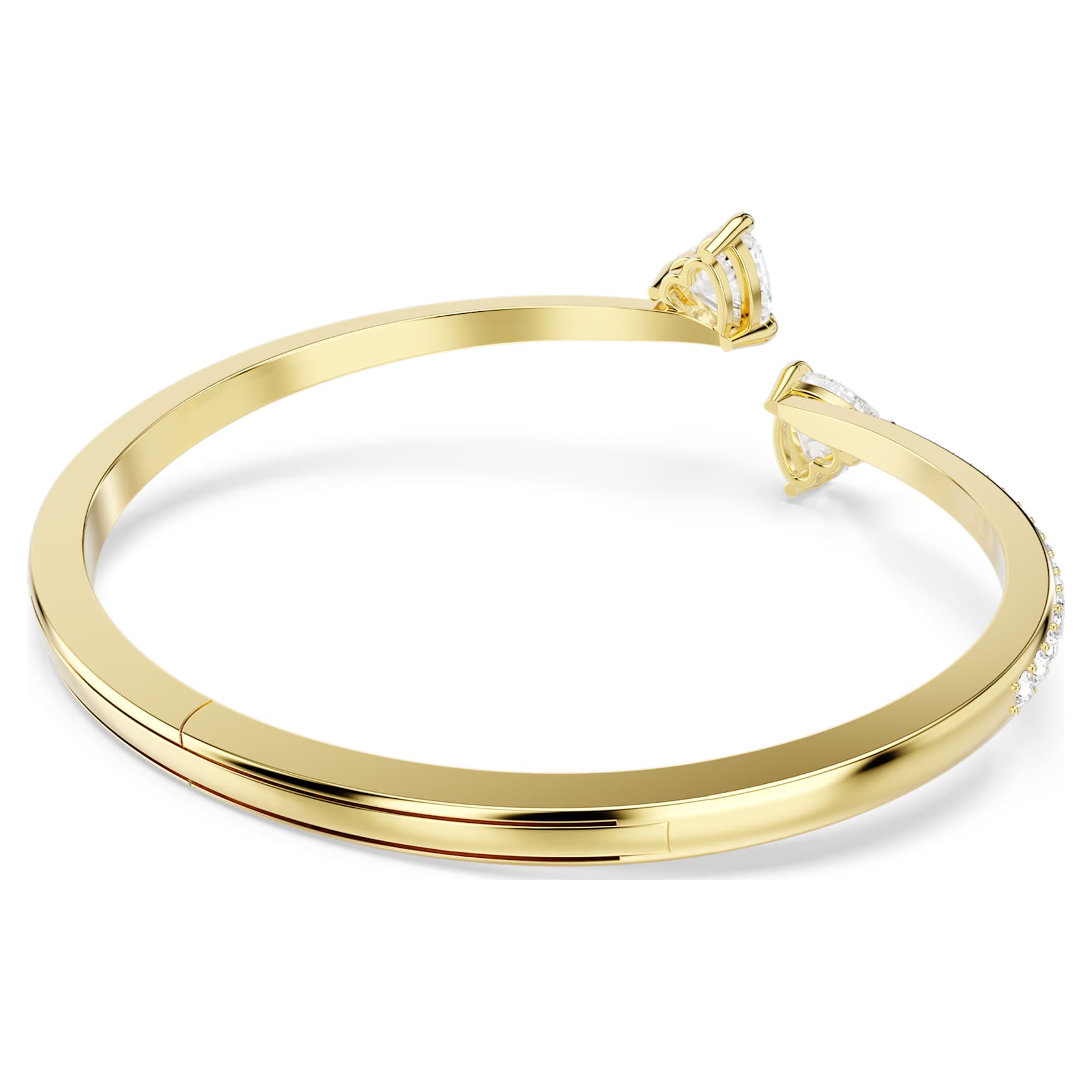 Mesmera bangle, Heart, White, 18K gold finish