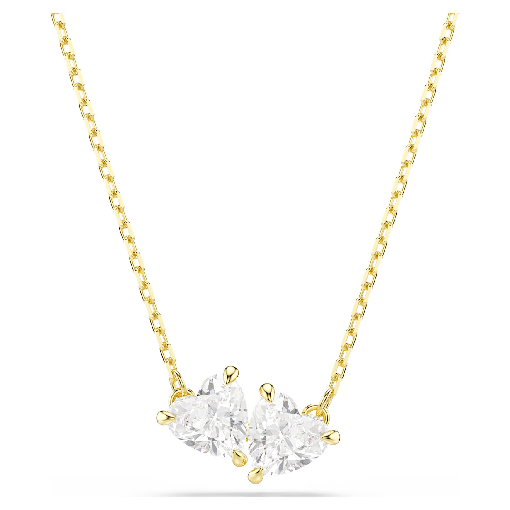 Mesmera necklace, Heart, White, 18K gold finish