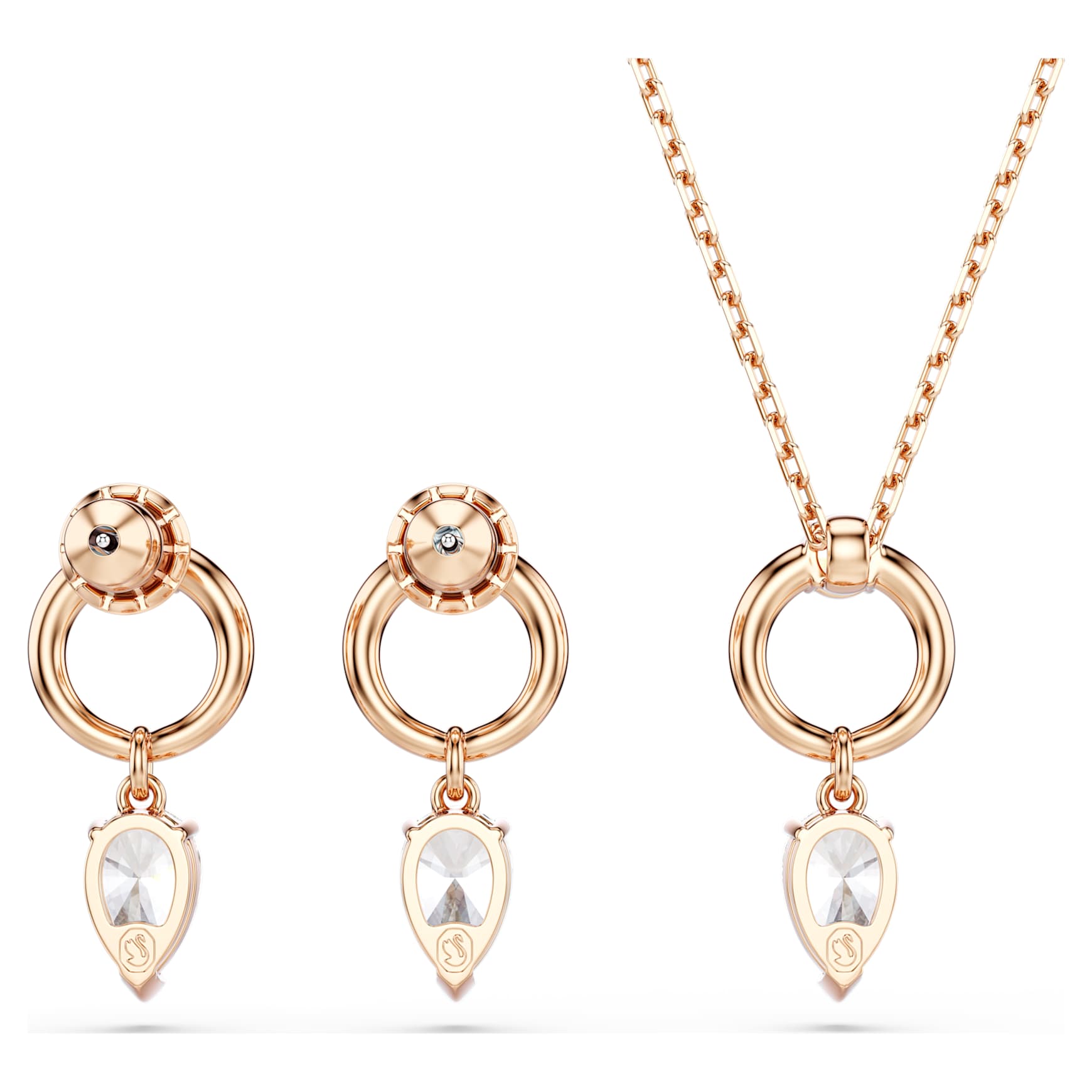 Mesmera set, Pear cut, Round cut, White, 18K rose gold finish