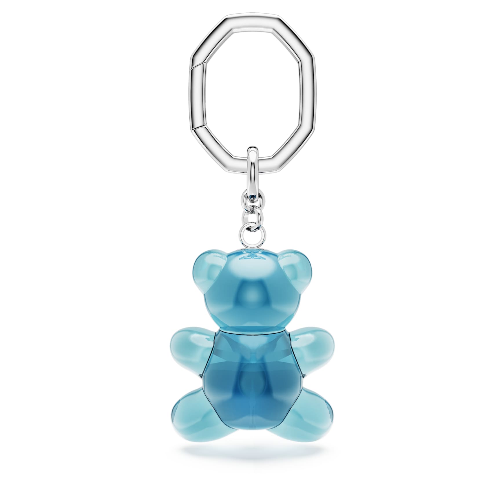 Teddy key ring, Bear, Blue, Rhodium plated by SWAROVSKI