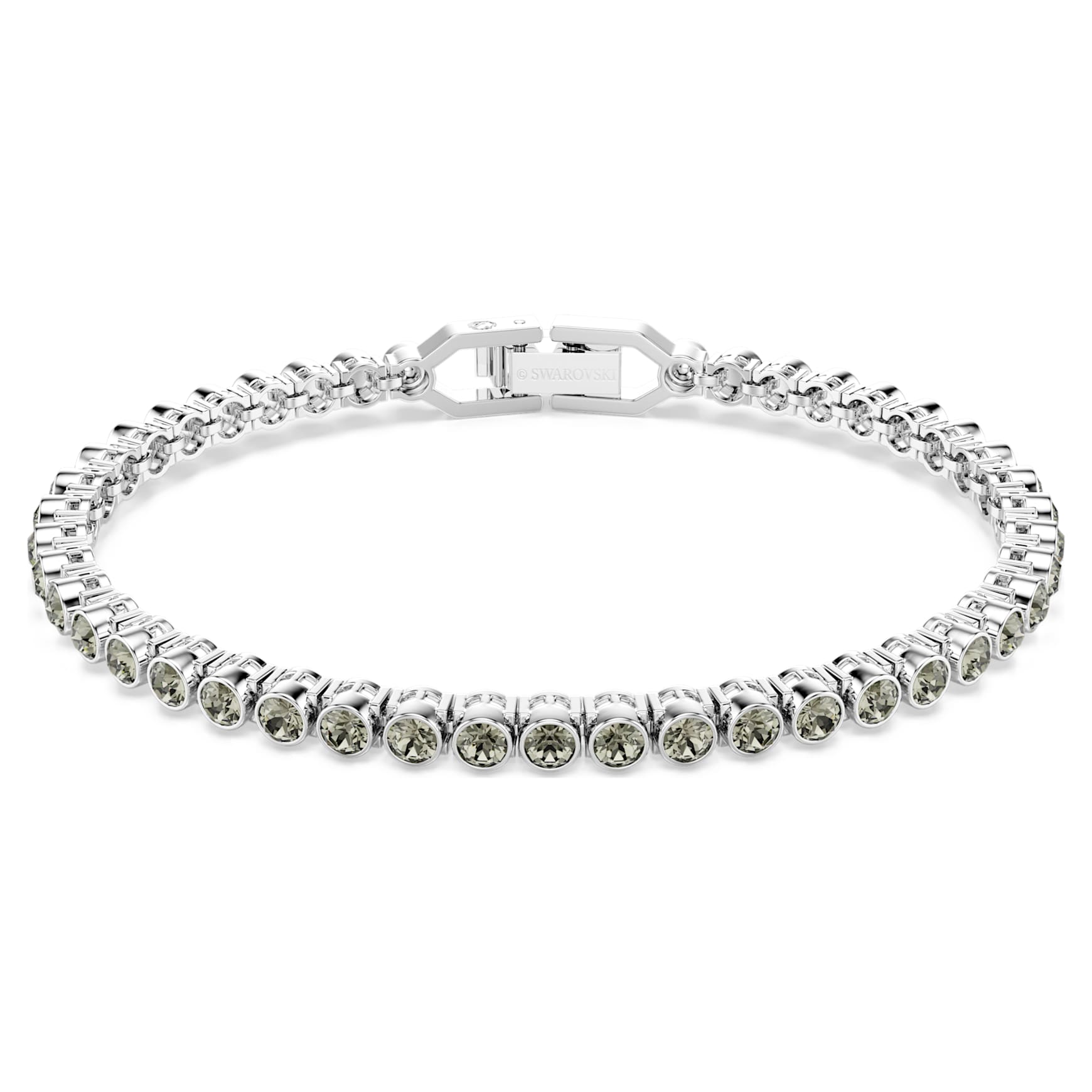 Imber Emily Tennis bracelet, Round cut, Black, Rhodium plated by SWAROVSKI