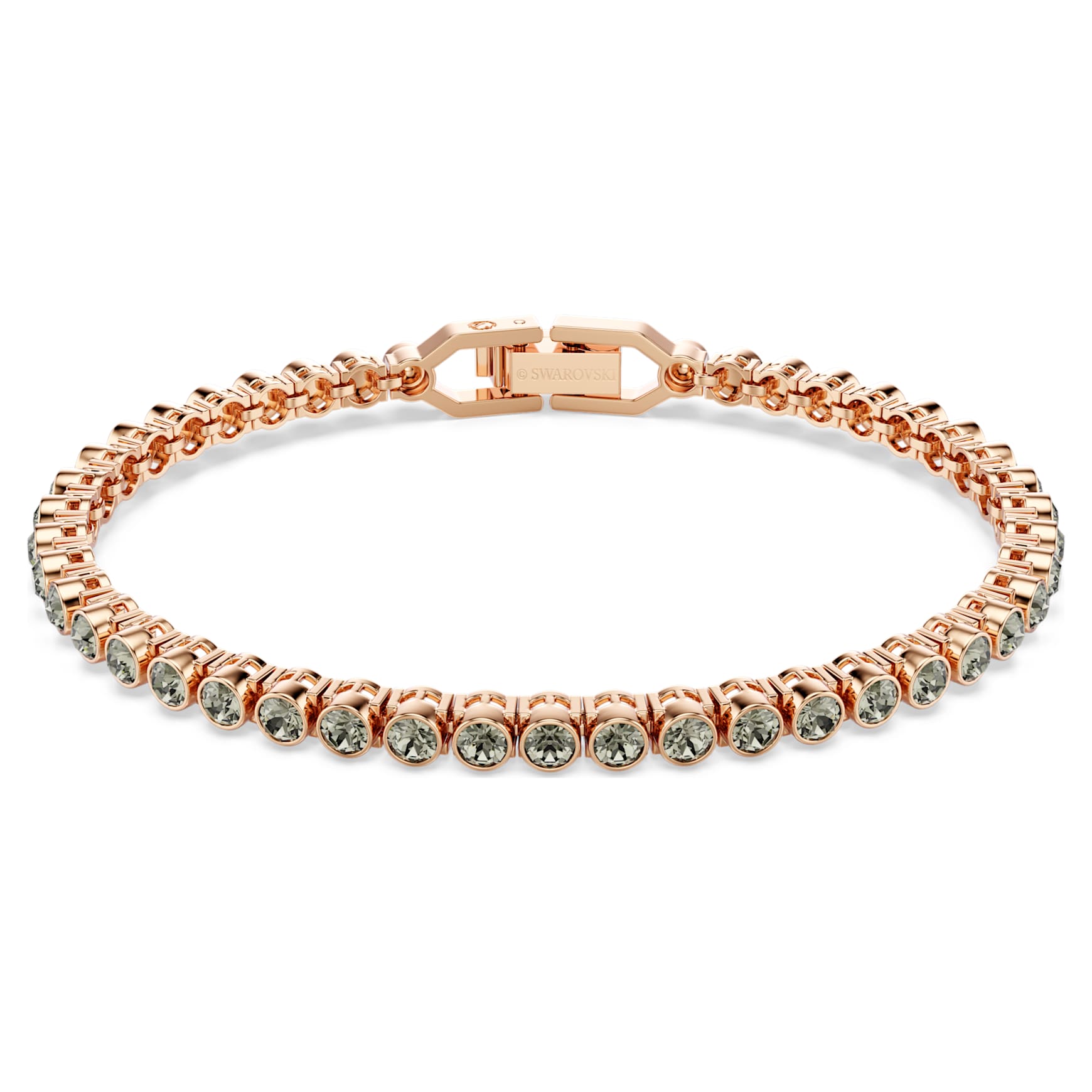 Imber Emily Tennis bracelet, Round cut, Black, 18K rose gold finish