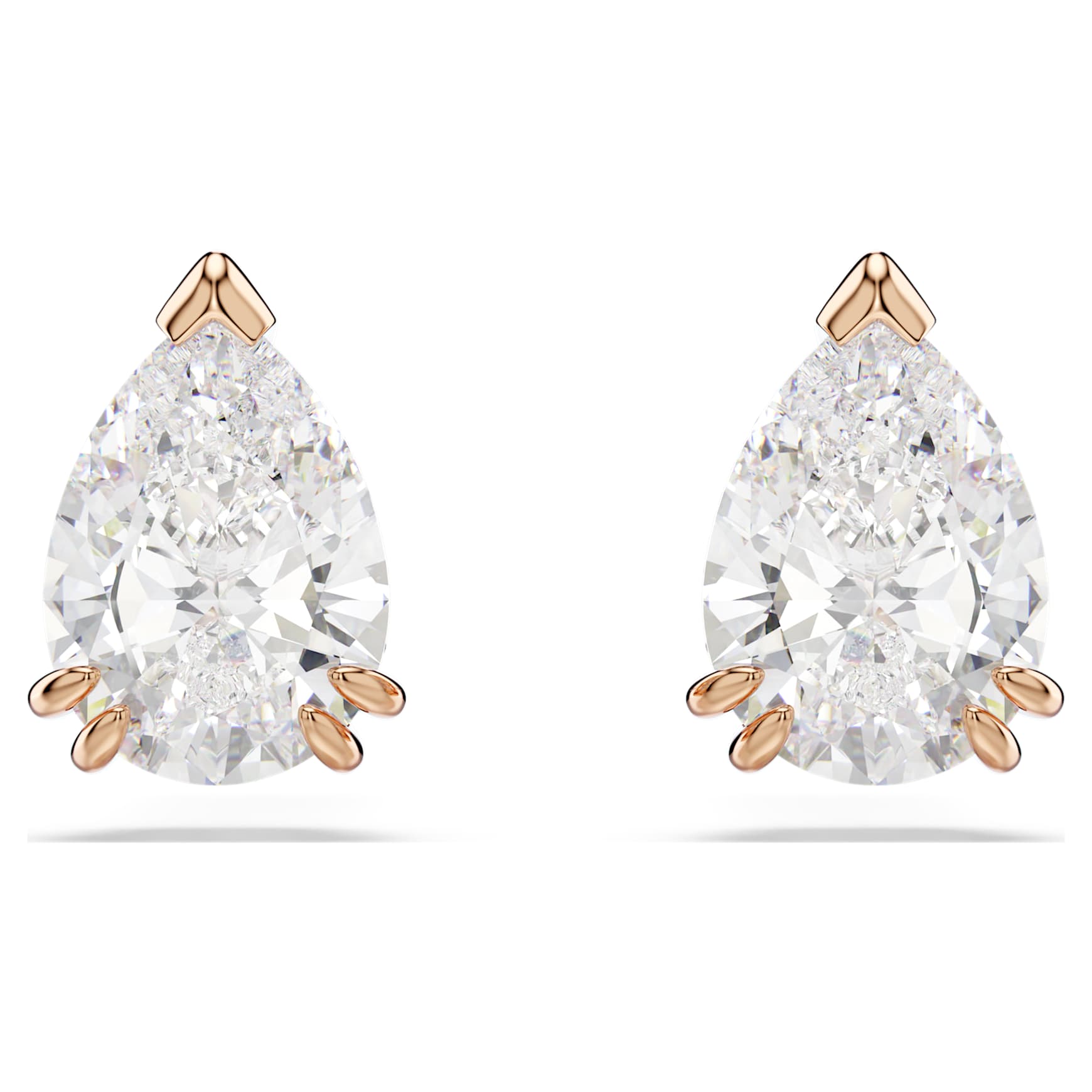 Stilla stud earrings, Pear cut, White, Rose gold-tone plated by SWAROVSKI