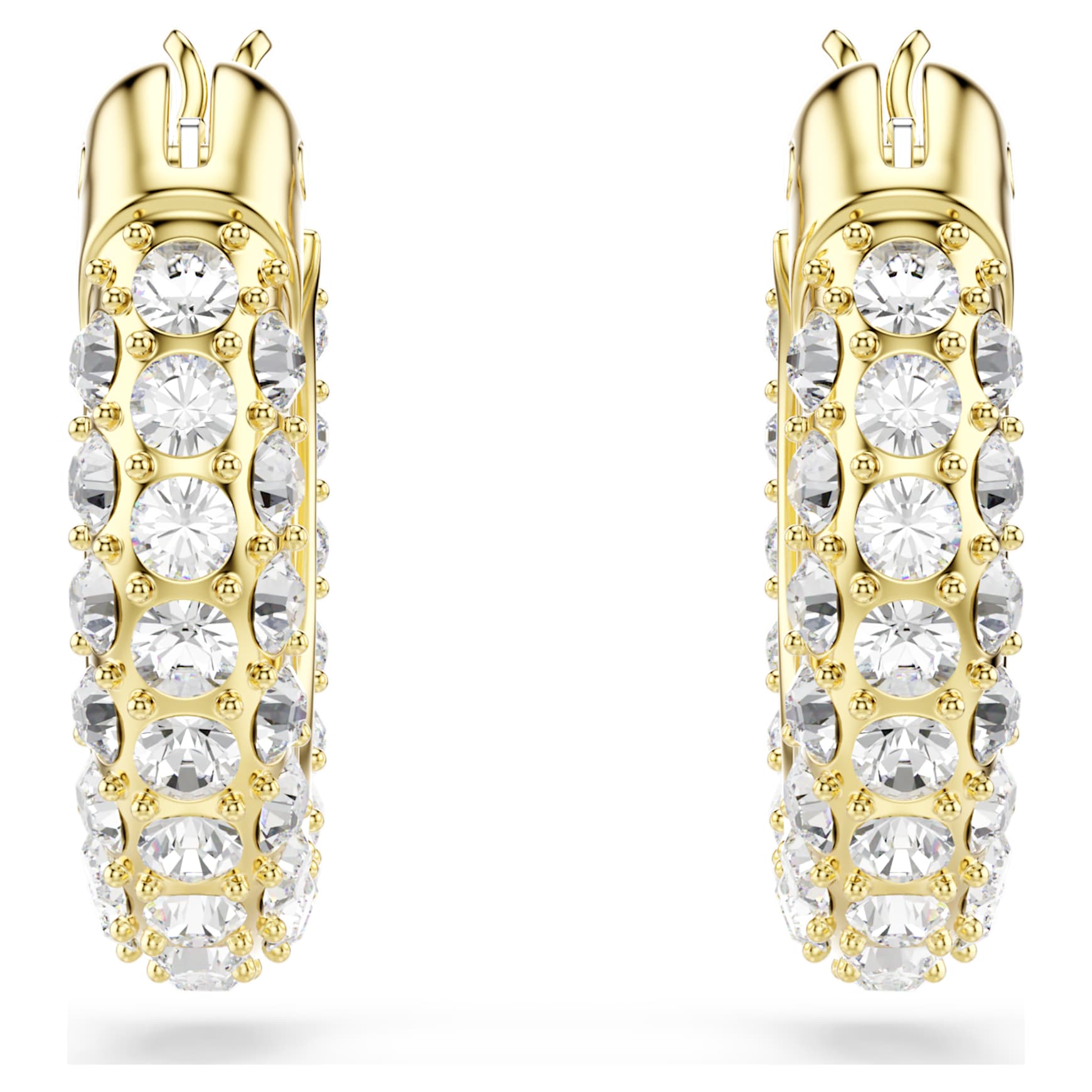 Dextera hoop earrings, Pavé, Mini, White, 18K gold finish