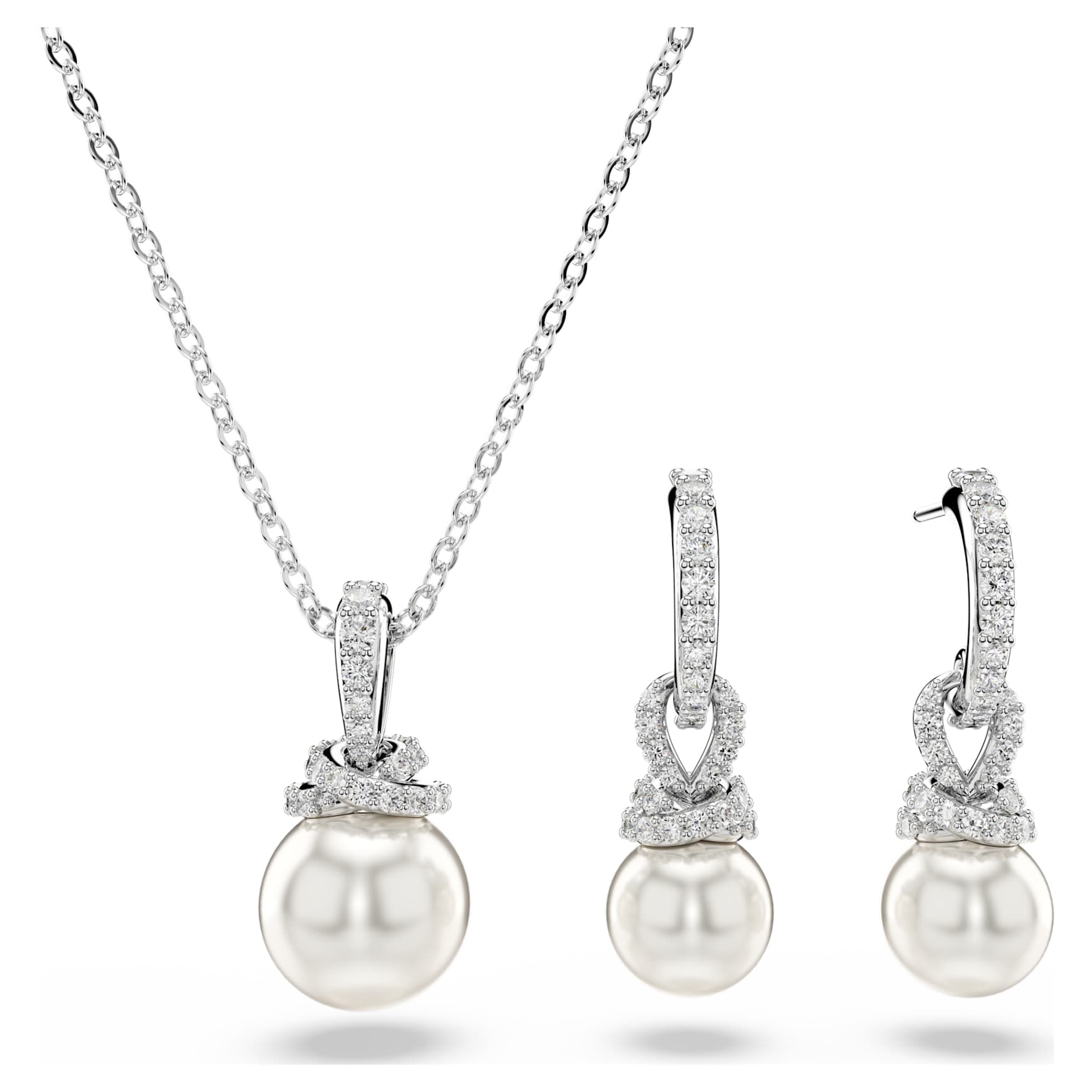Originally set, Pavé, Crystal pearl, White, Rhodium plated by SWAROVSKI