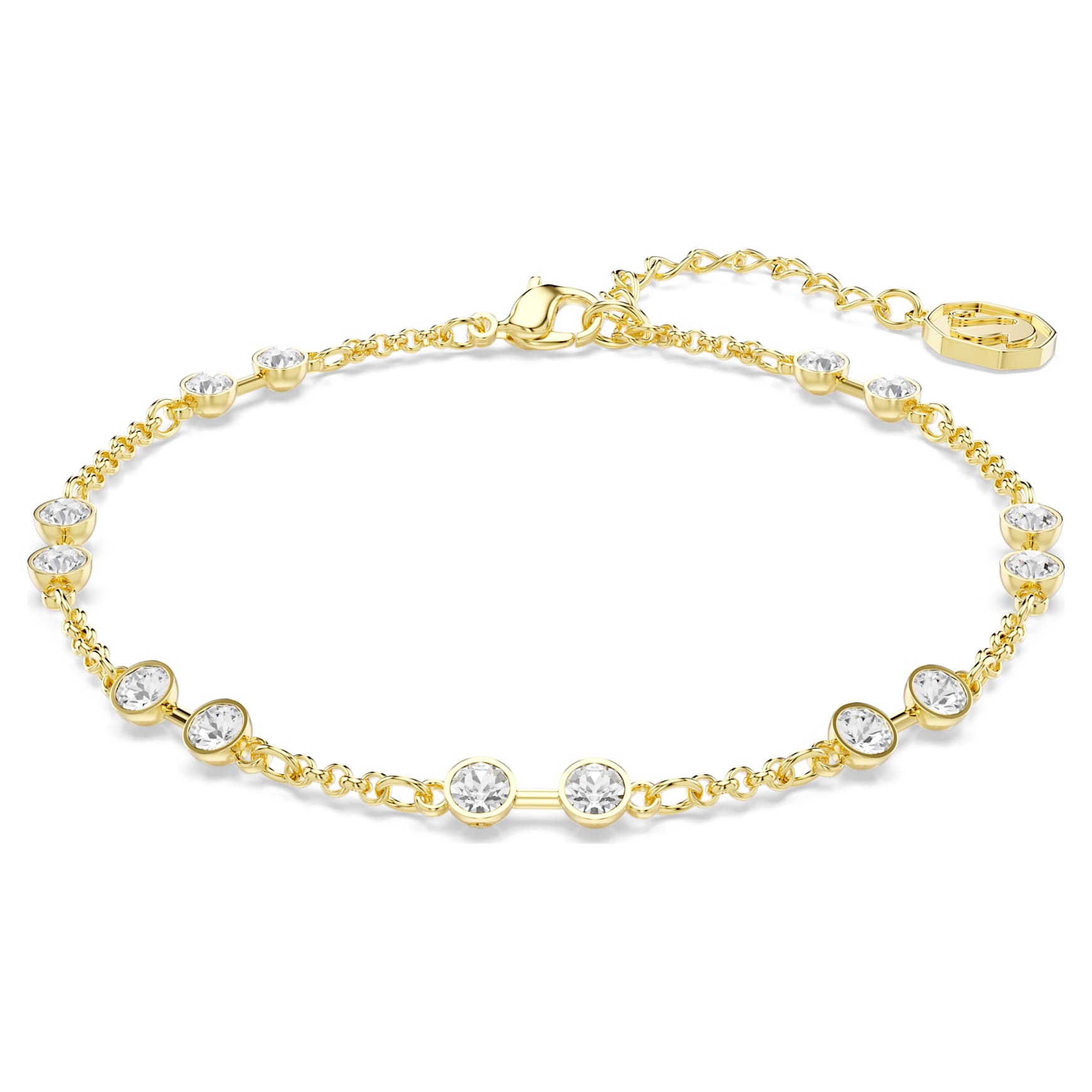 Swarovski Remix Collection strand, Round cut, White, 18K gold finish