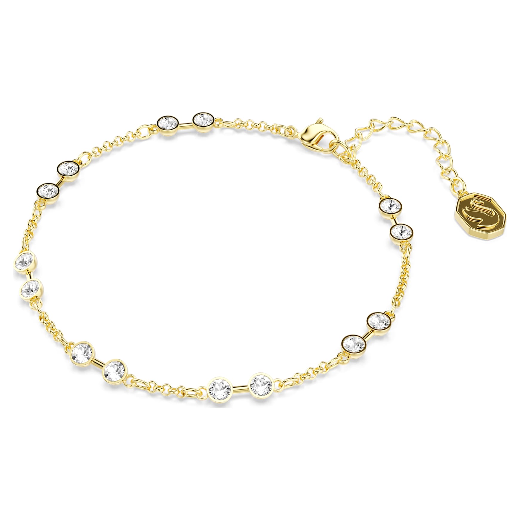Swarovski Remix Collection strand, Round cut, White, Gold-tone plated by SWAROVSKI