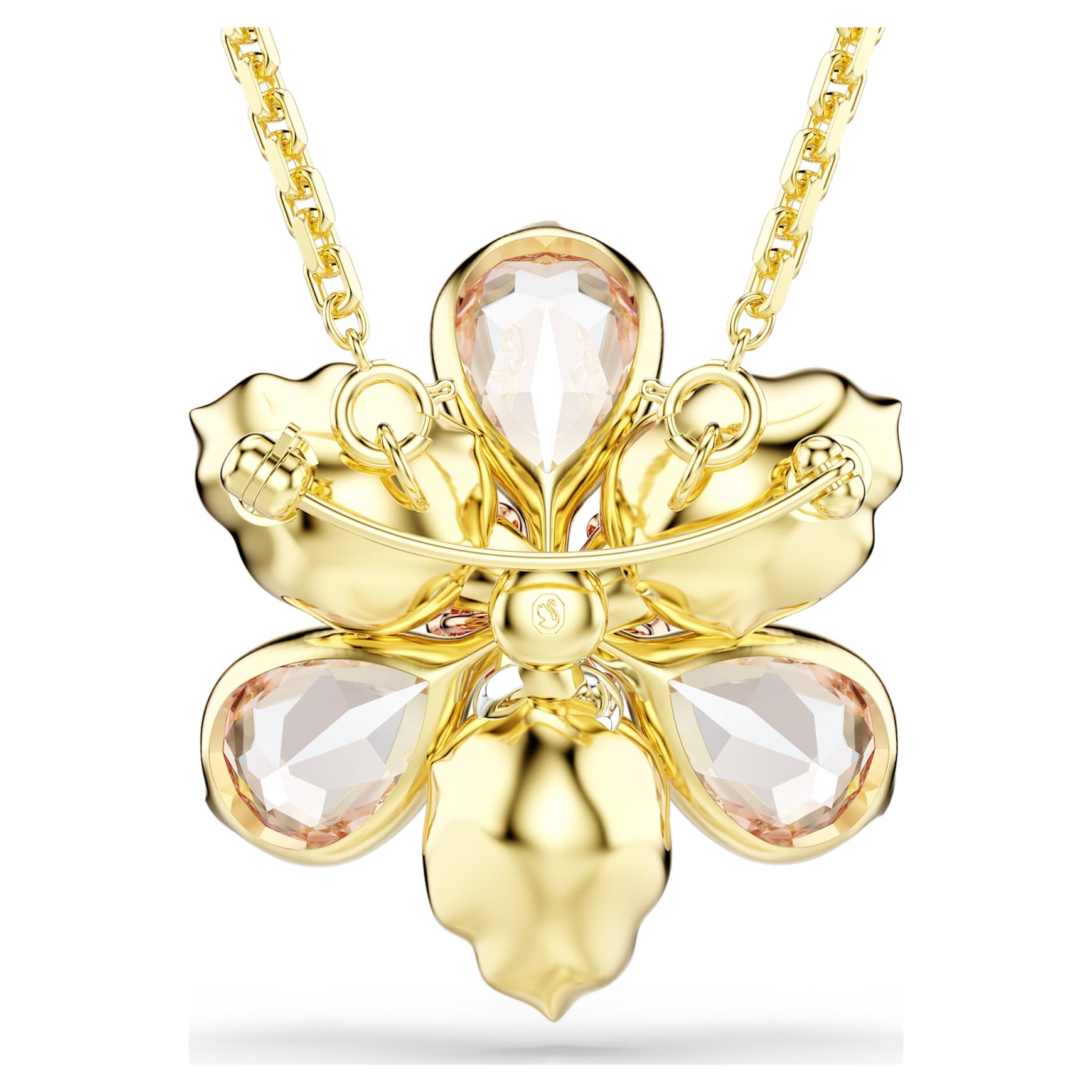 Idyllia pendant and brooch, Mixed cuts, Flower, Multicoloured, 18K gold finish