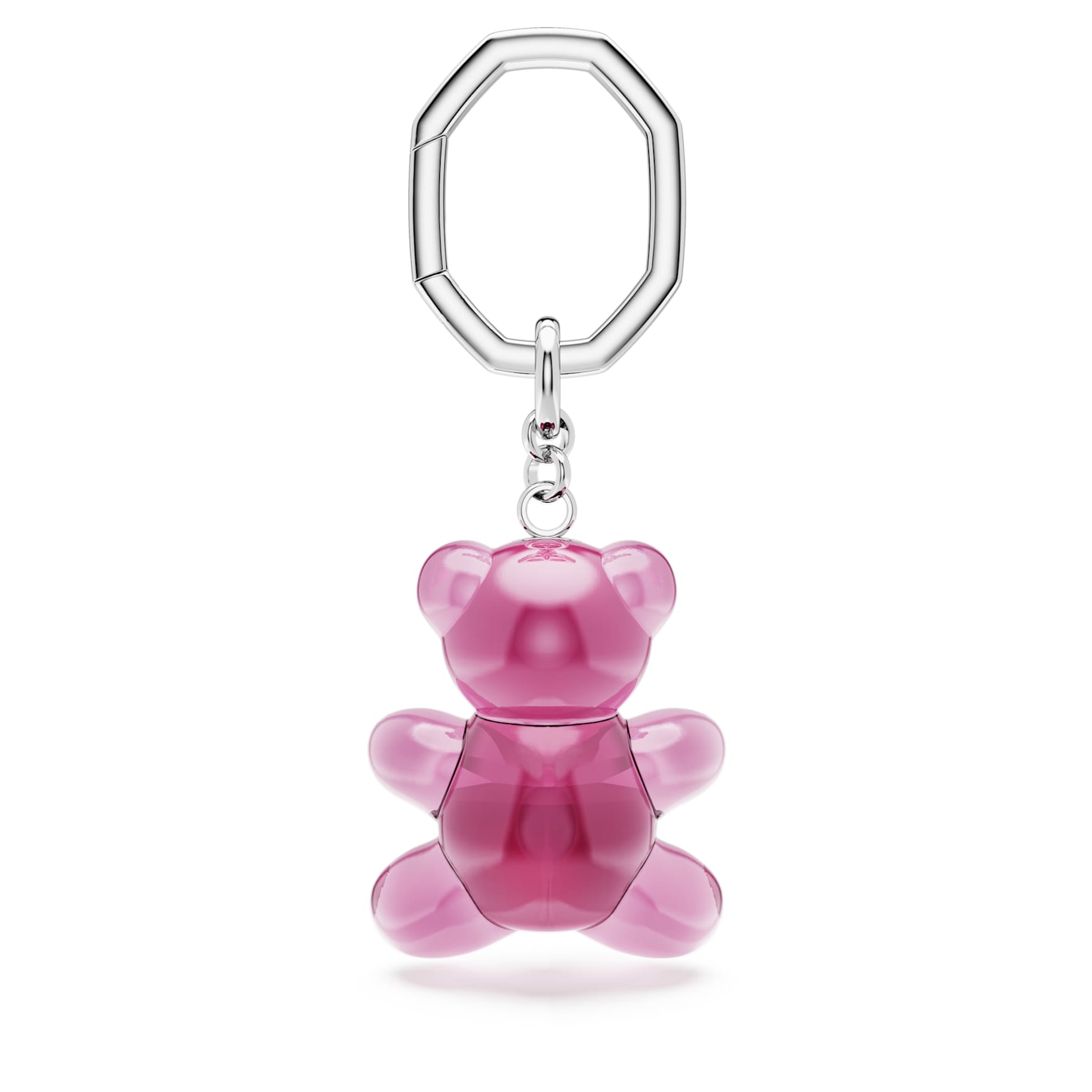 Teddy key ring, Bear, Pink, Rhodium plated by SWAROVSKI