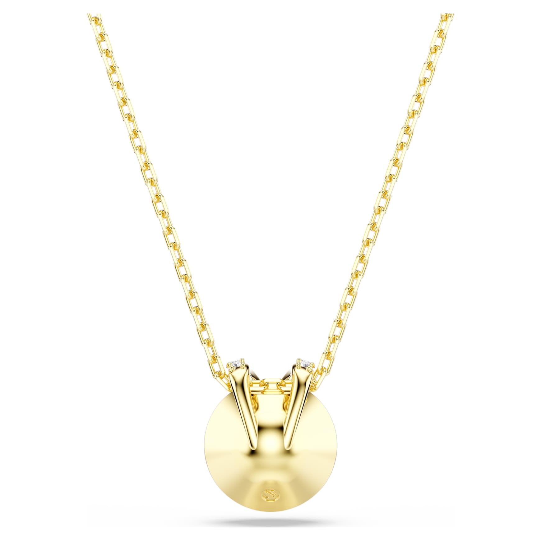 Bella V pendant, Round cut, Green, 18K gold finish