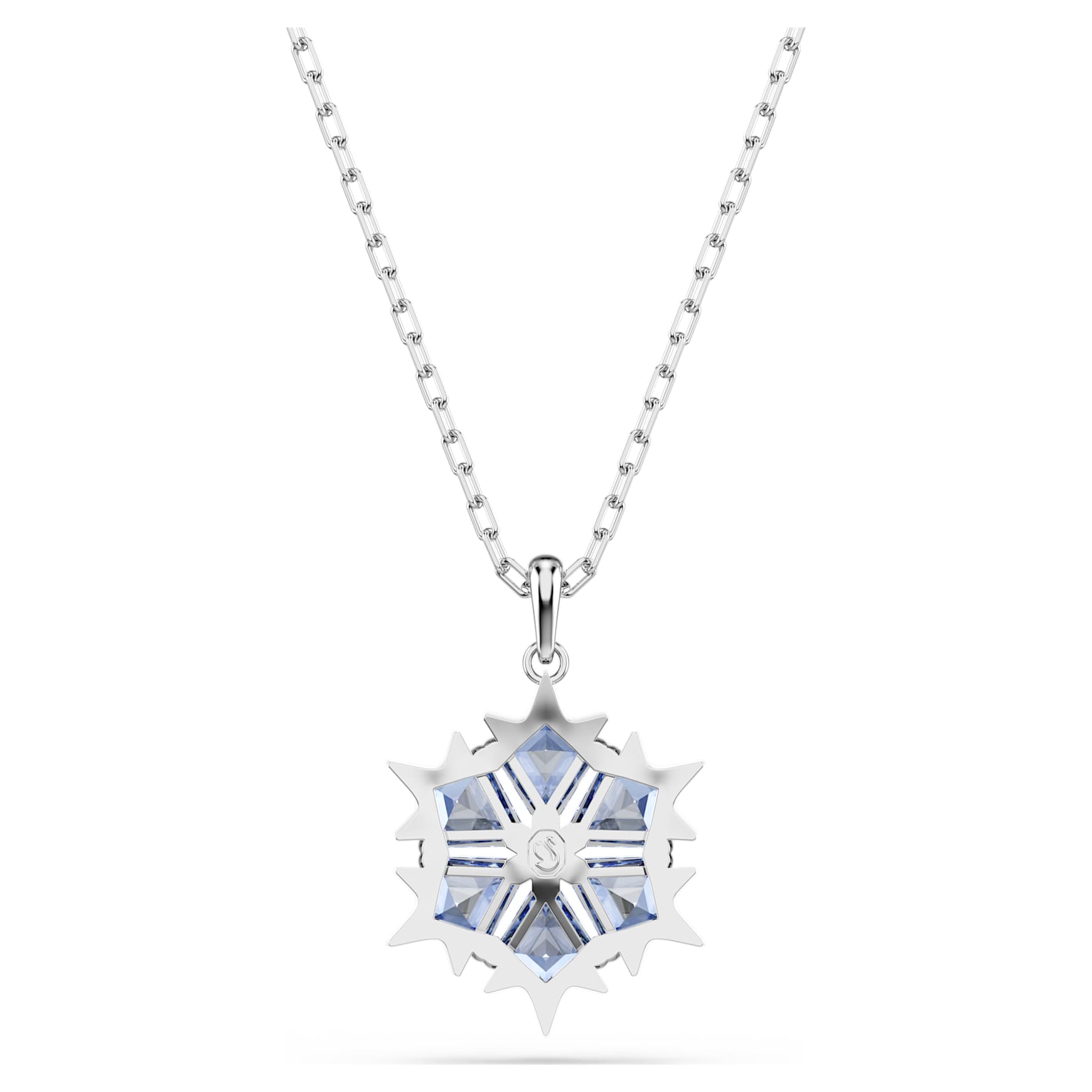 Magic pendant, Snowflake, Blue, Rhodium plated by SWAROVSKI