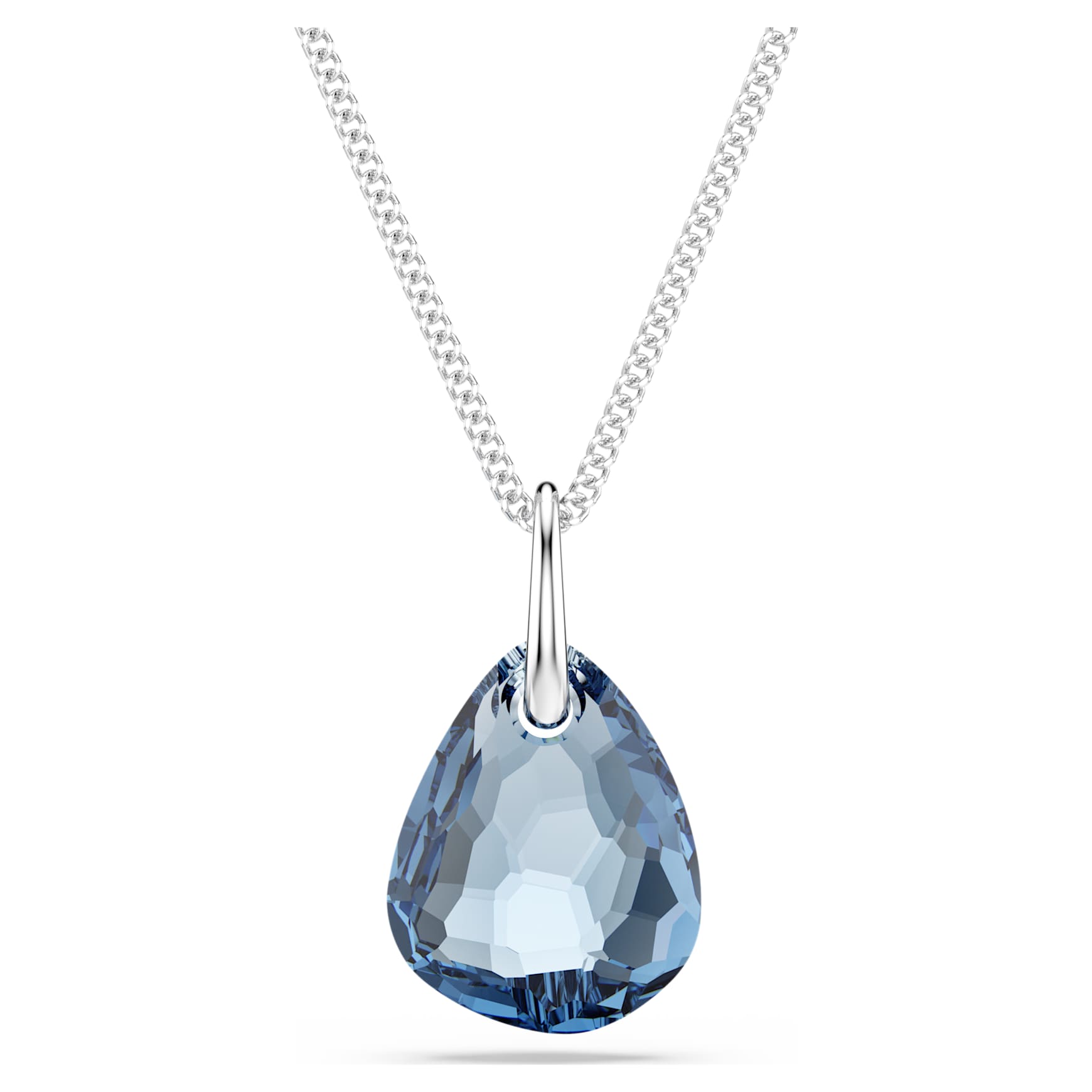 Galet pendant, Blue, Rhodium plated by SWAROVSKI