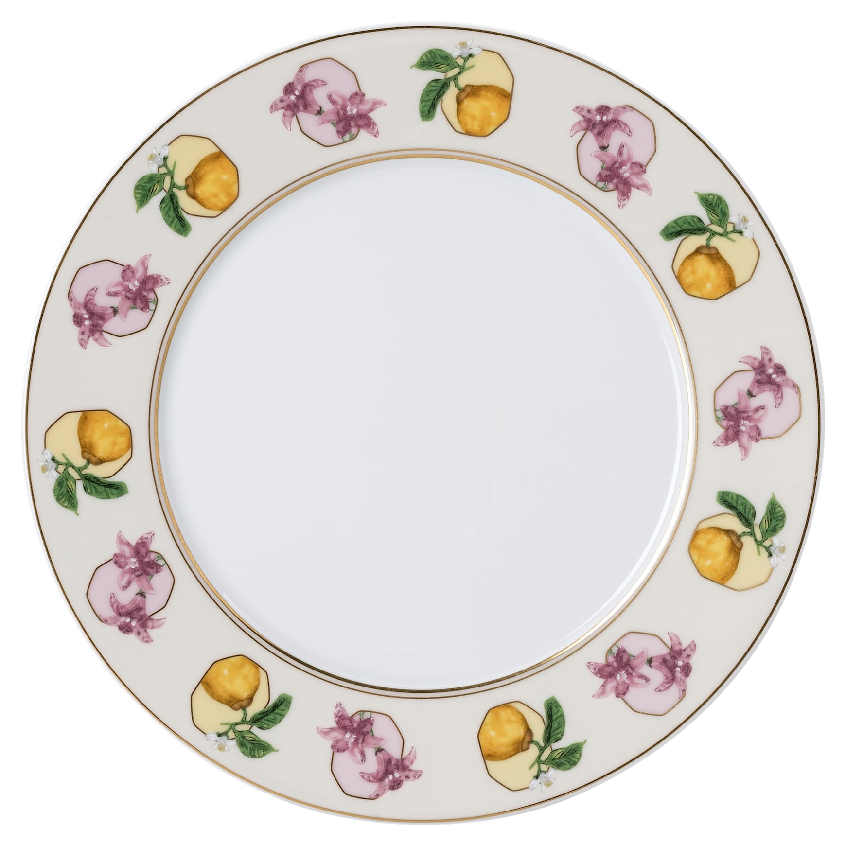 Idyllia dessert plate, Porcelain, Crystal print motif, Lily citron, Multicolored by SWAROVSKI
