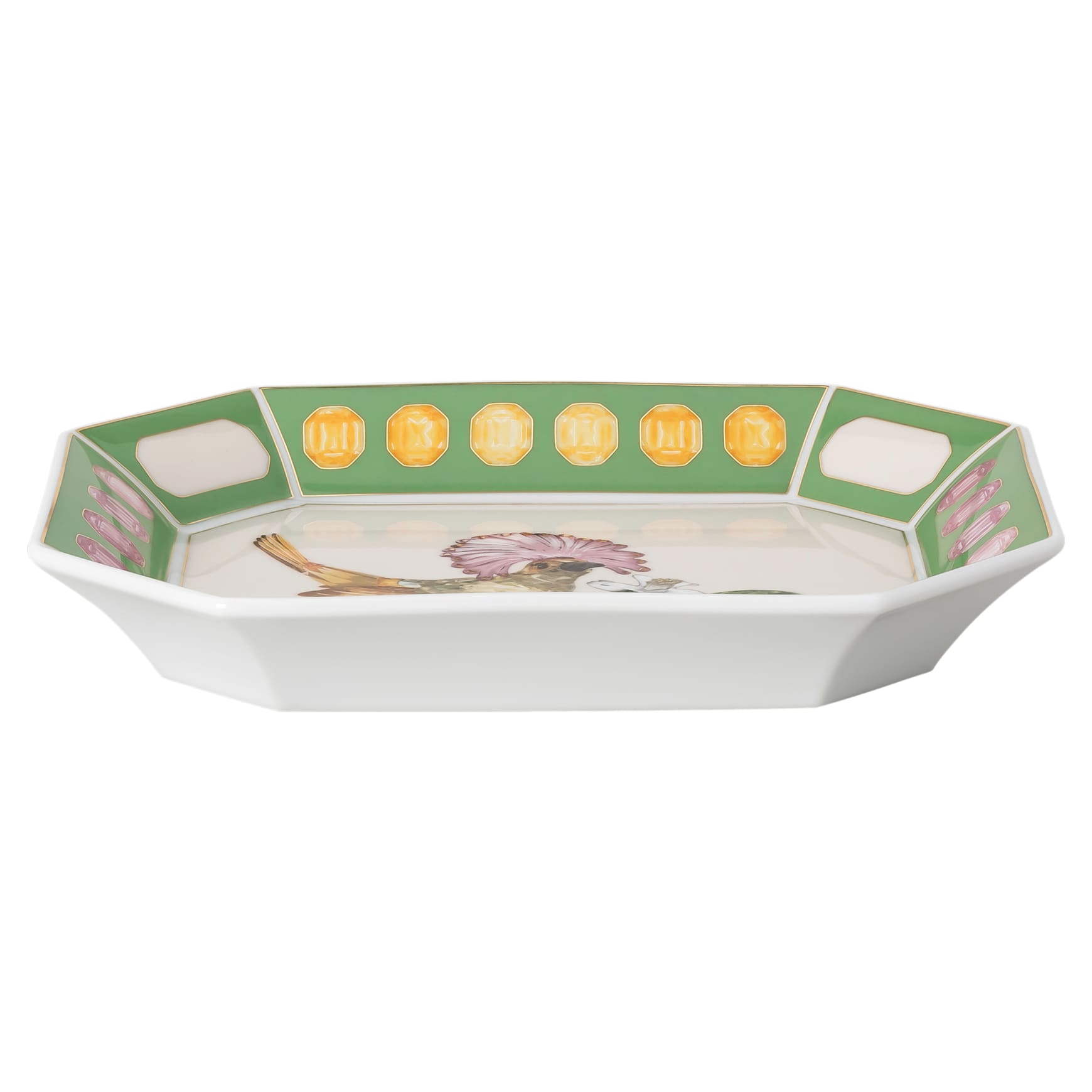 Idyllia tray, Porcelain, Crystal print motif, flycatcher, Large, Multicoloured by SWAROVSKI