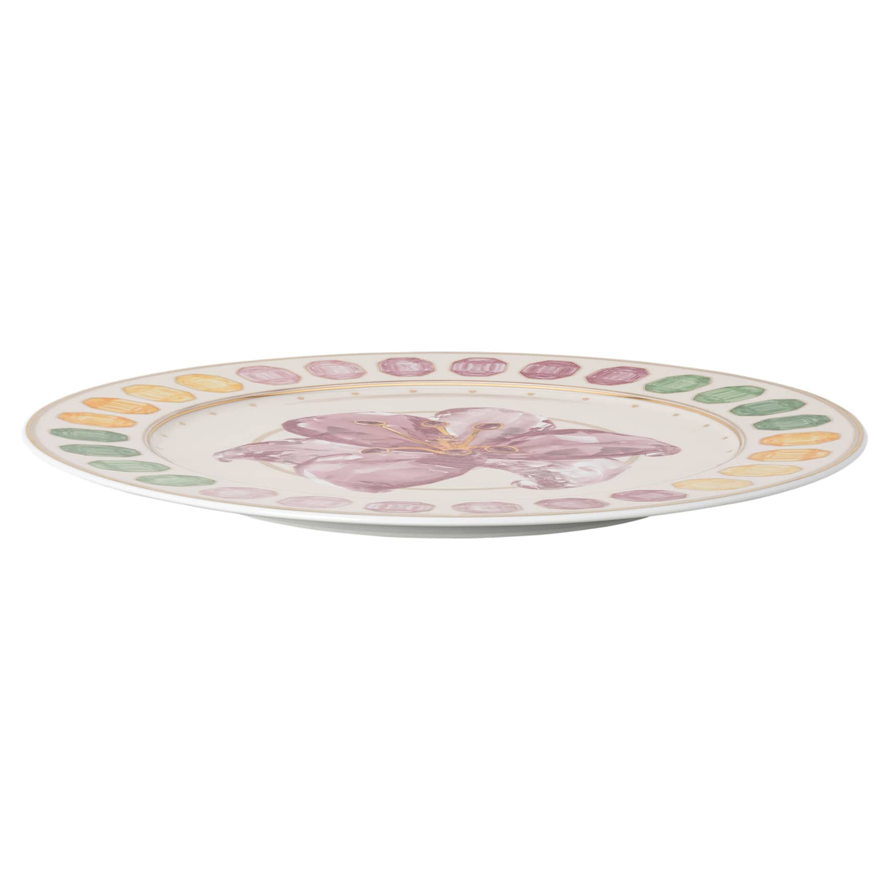 Idyllia service plate, Porcelain, Crystal print motif, lily, Multicoloured by SWAROVSKI