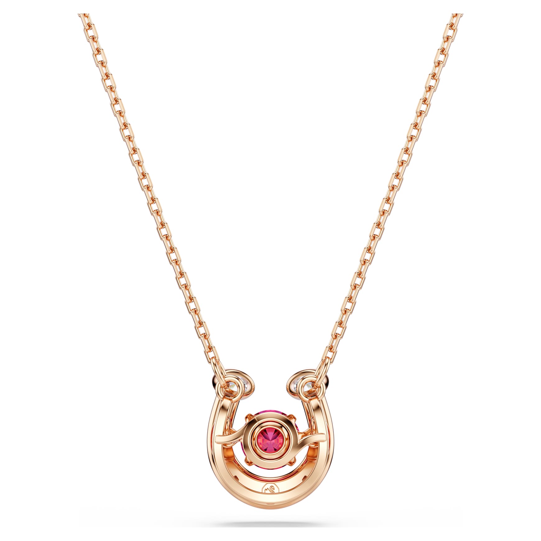 Symbolica pendant, Round cut, Pavé, Horse shoe, Red, Rose gold-tone plated by SWAROVSKI