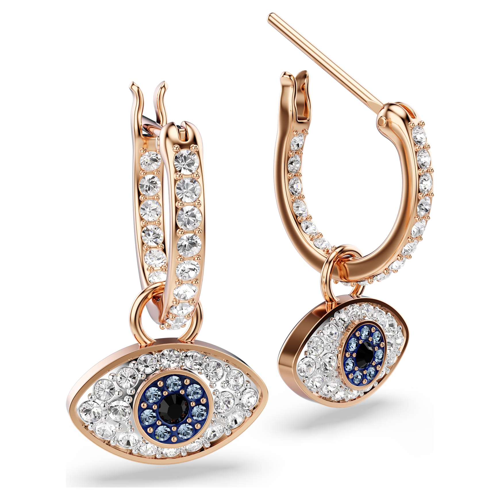 Symbolica drop earrings, Eye, Multicoloured, Rose gold-tone plated by SWAROVSKI